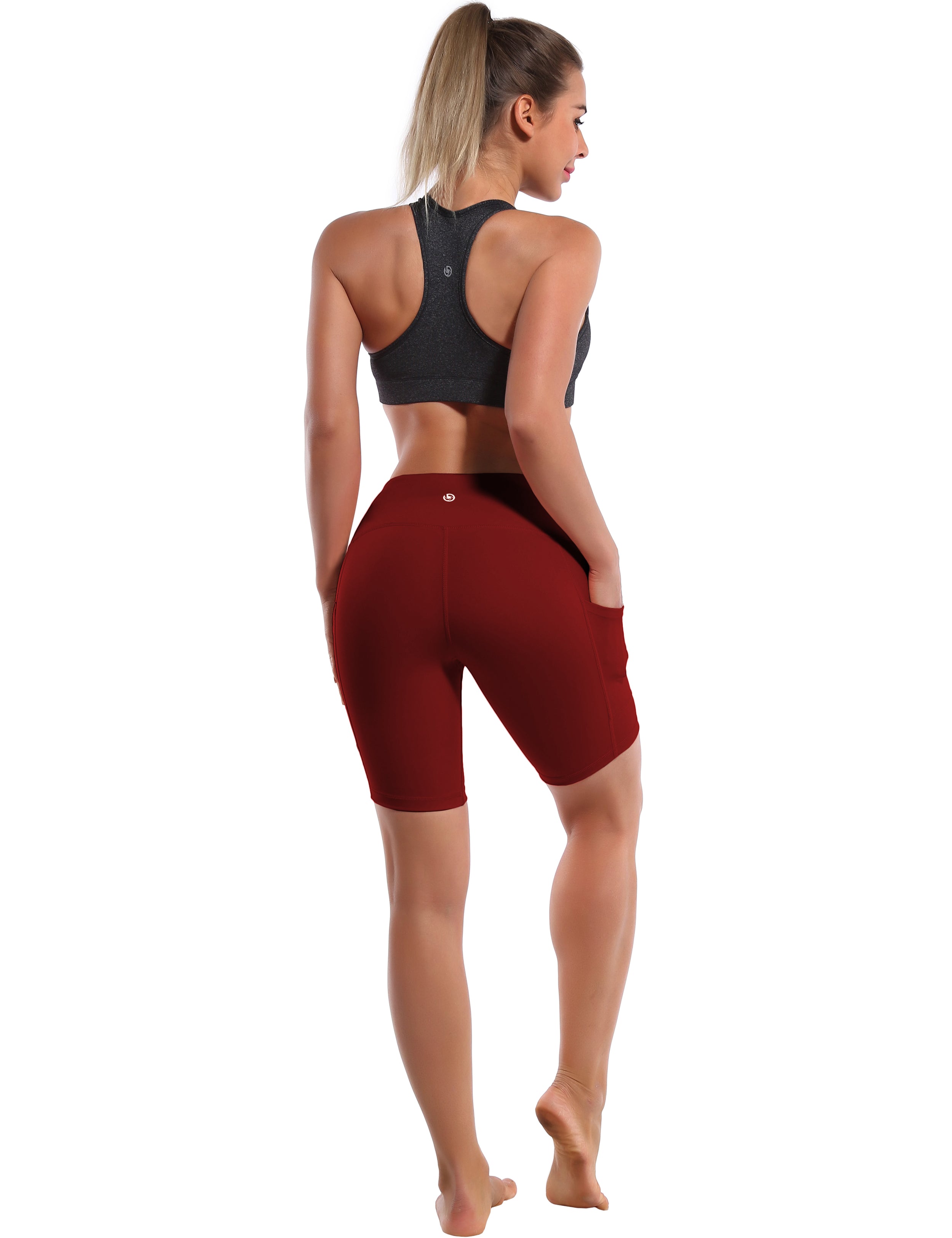 8" Side Pockets Yoga Shorts cherryred Sleek, soft, smooth and totally comfortable: our newest style is here. Softest-ever fabric High elasticity High density 4-way stretch Fabric doesn't attract lint easily No see-through Moisture-wicking Machine wash 75% Nylon, 25% Spandex