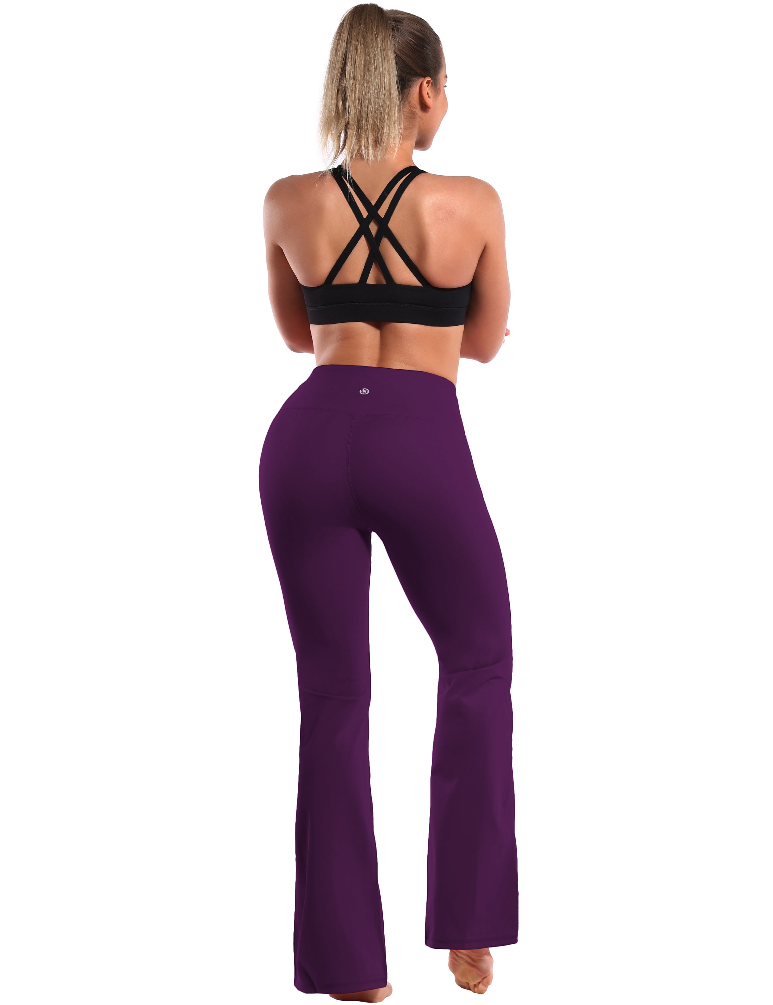 High Waist Bootcut Leggings Plum 75%Nylon/25%Spandex Fabric doesn't attract lint easily 4-way stretch No see-through Moisture-wicking Tummy control Inner pocket Five lengths