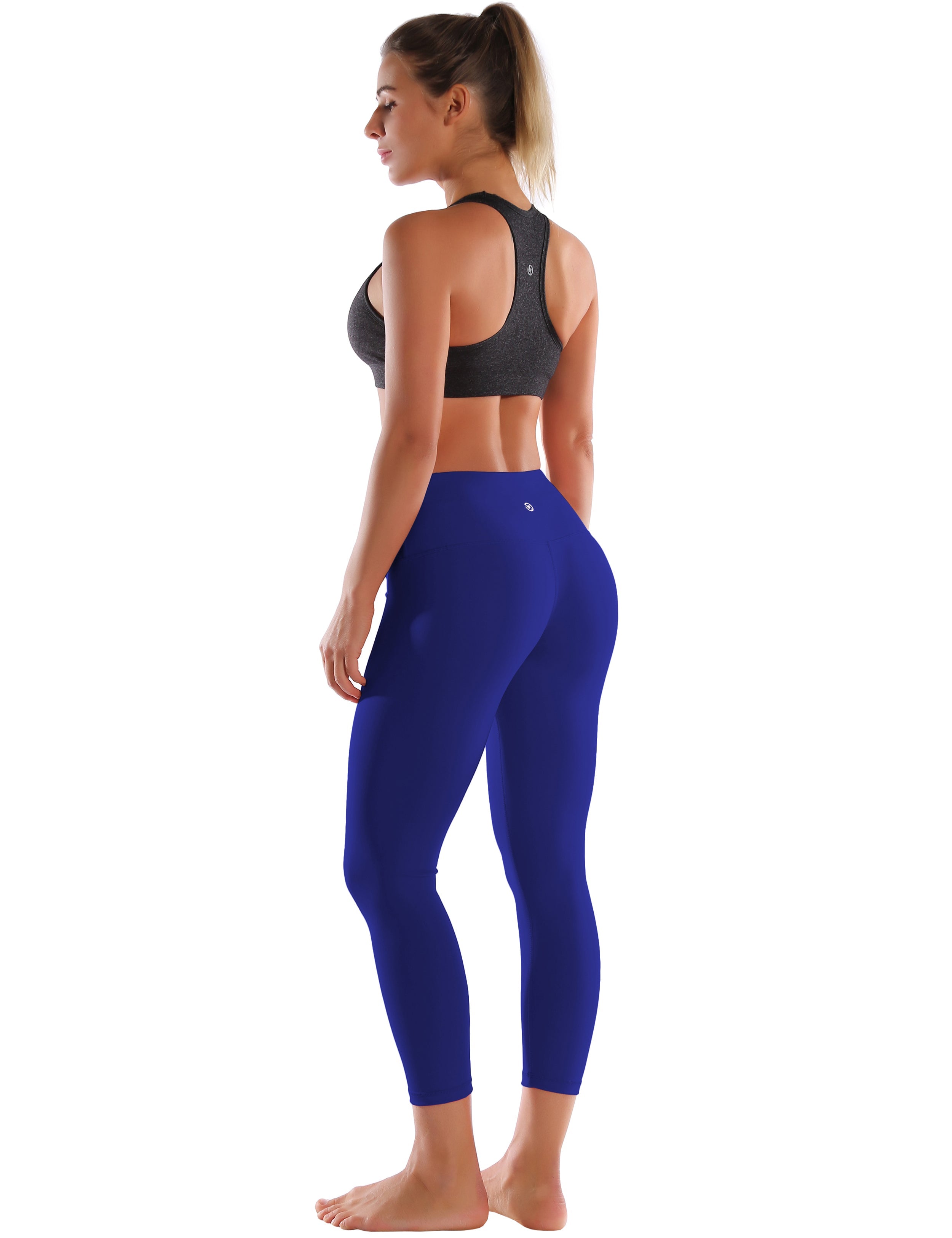 22" High Waist Crop Tight Capris navy 75%Nylon/25%Spandex Fabric doesn't attract lint easily 4-way stretch No see-through Moisture-wicking Tummy control Inner pocket