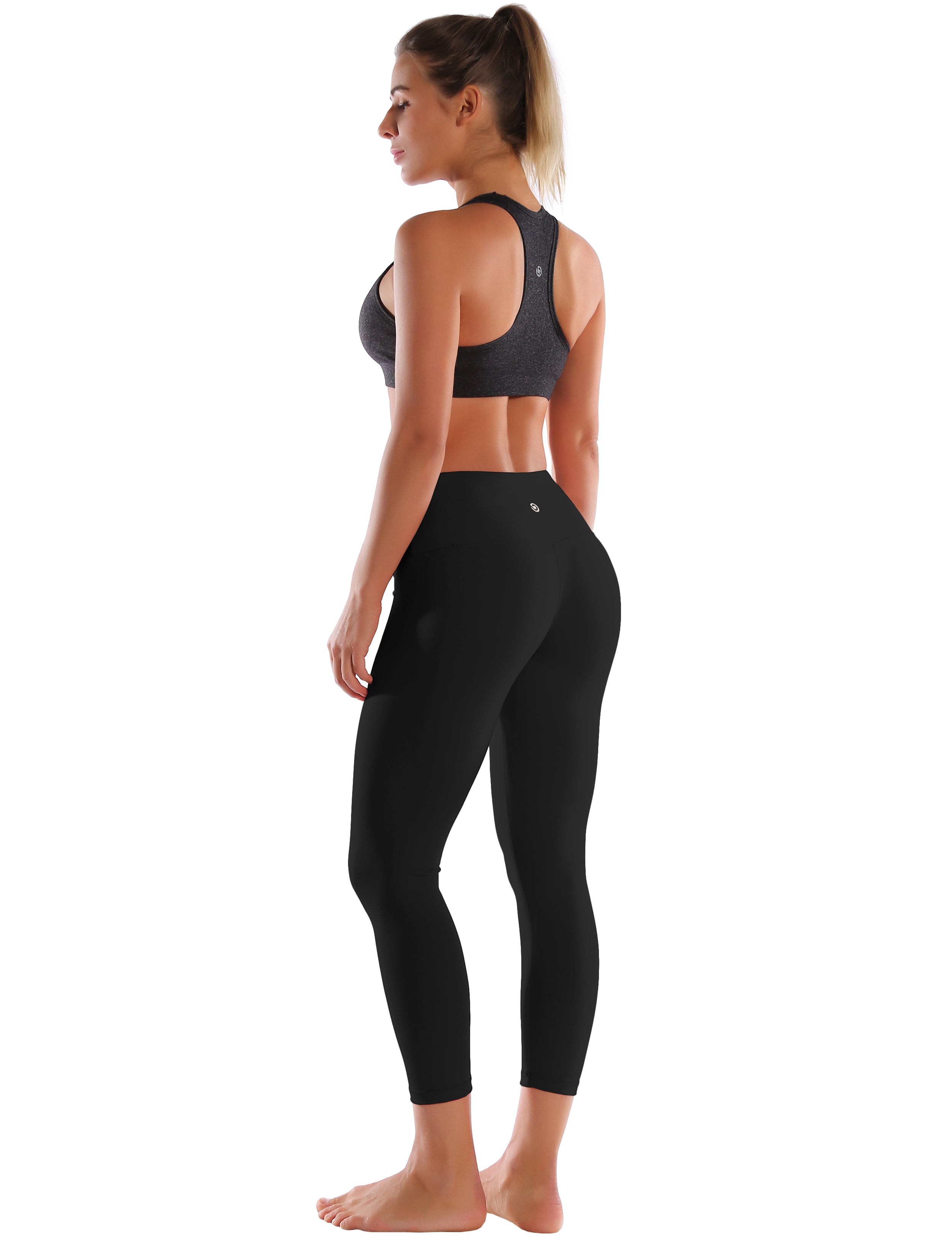 22" High Waist Crop Tight Capris black 75%Nylon/25%Spandex Fabric doesn't attract lint easily 4-way stretch No see-through Moisture-wicking Tummy control Inner pocket