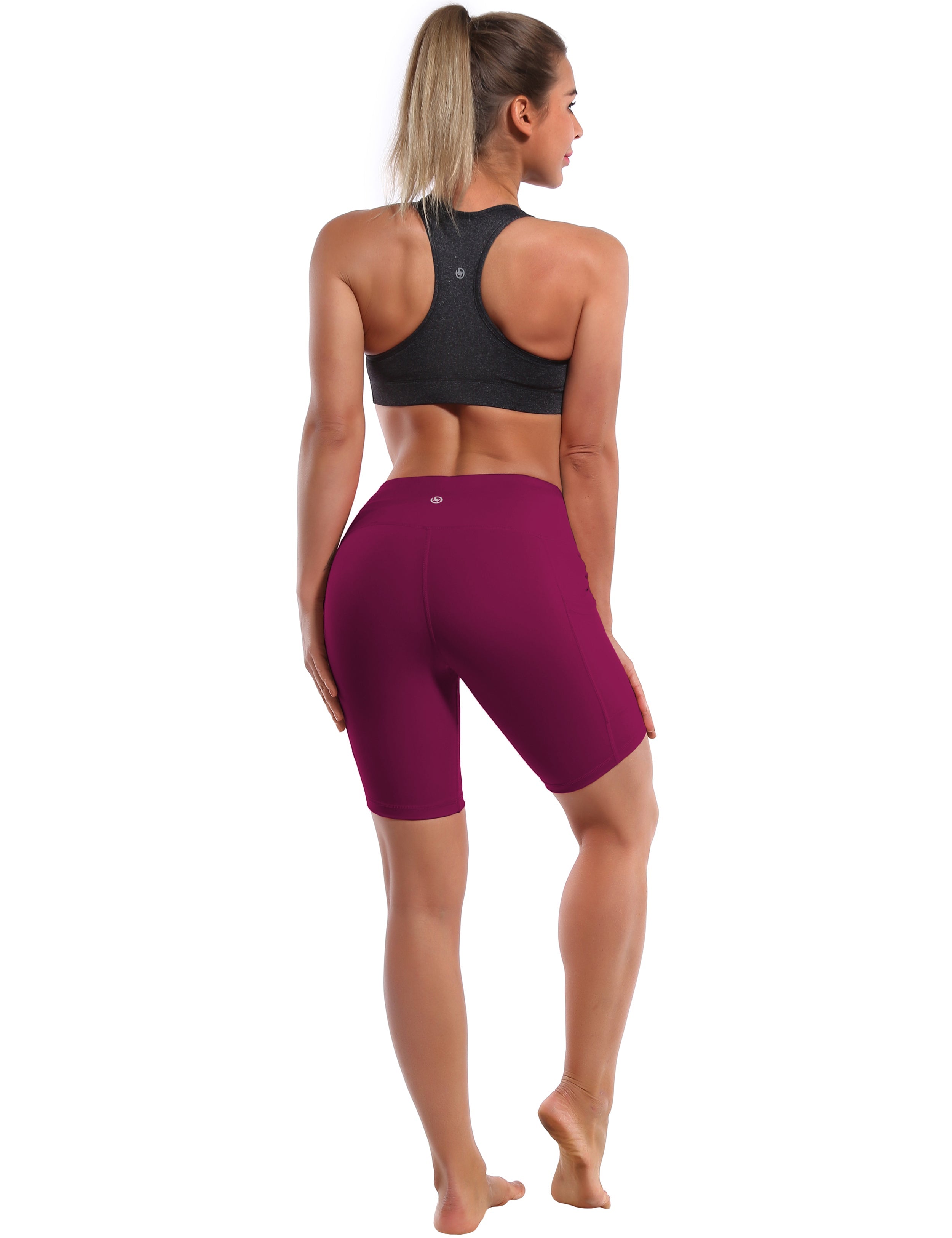 8" Side Pockets Biking Shorts grapevine Sleek, soft, smooth and totally comfortable: our newest style is here. Softest-ever fabric High elasticity High density 4-way stretch Fabric doesn't attract lint easily No see-through Moisture-wicking Machine wash 75% Nylon, 25% Spandex