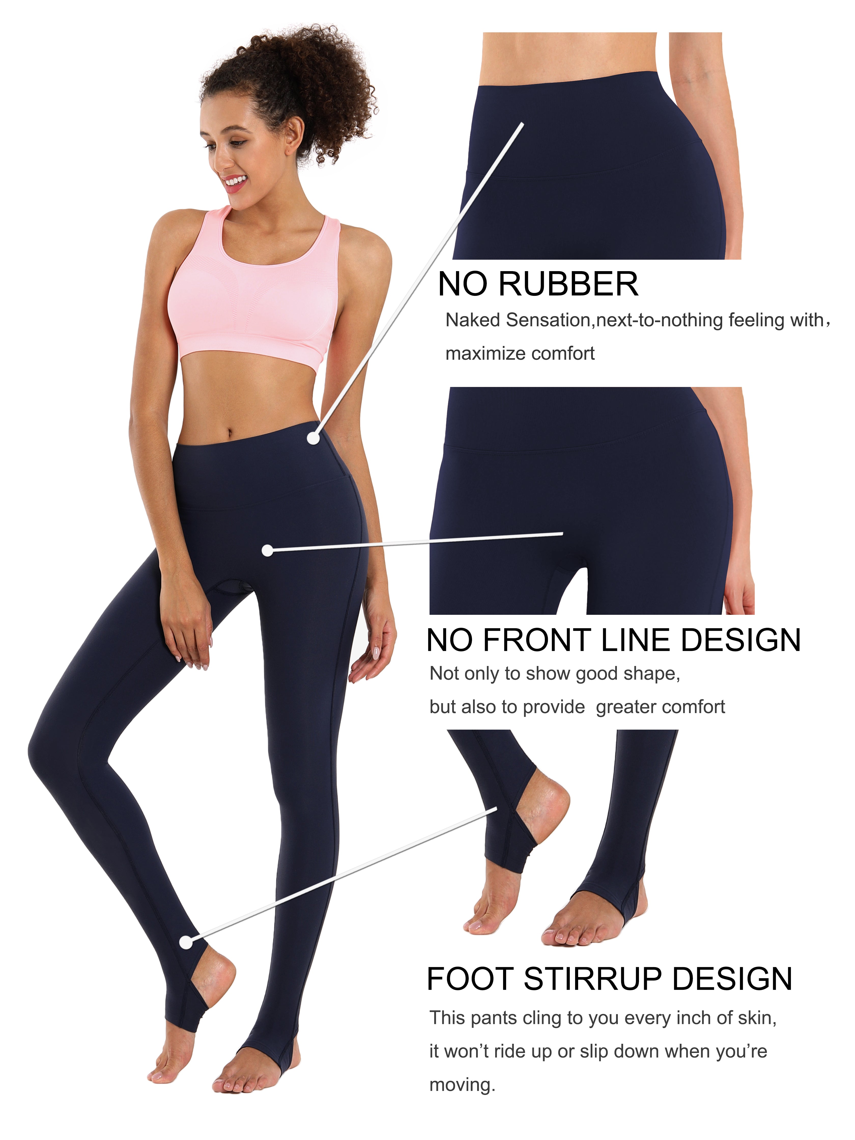 Over the Heel Pilates Pants darknavy Over the Heel Design 87%Nylon/13%Spandex Fabric doesn't attract lint easily 4-way stretch No see-through Moisture-wicking Tummy control