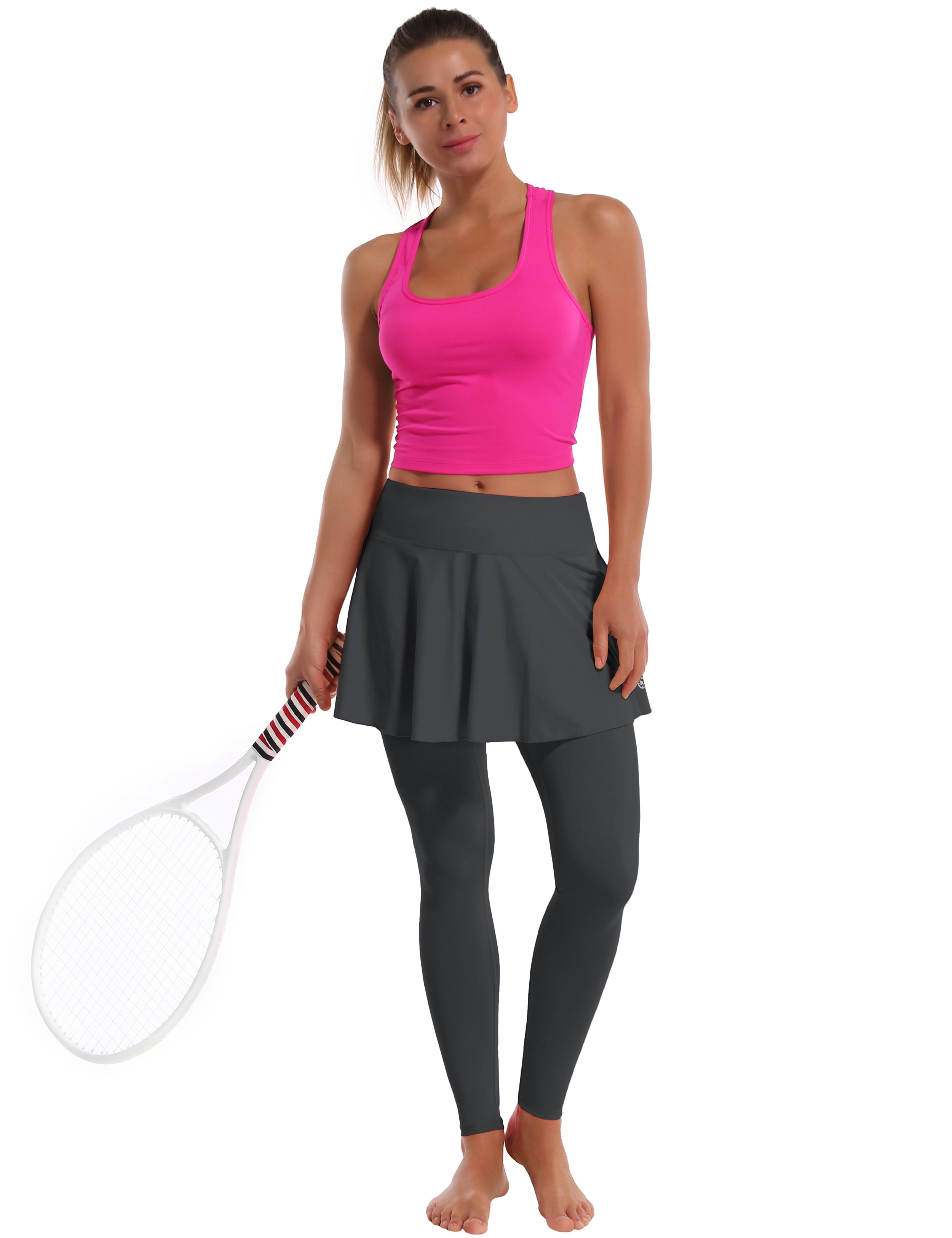 Athletic Tennis Golf Skort with Pocket Shorts shadowcharcoal 80%Nylon/20%Spandex UPF 50+ sun protection Elastic closure Lightweight, Wrinkle Moisture wicking Quick drying Secure & comfortable two layer Hidden pocket