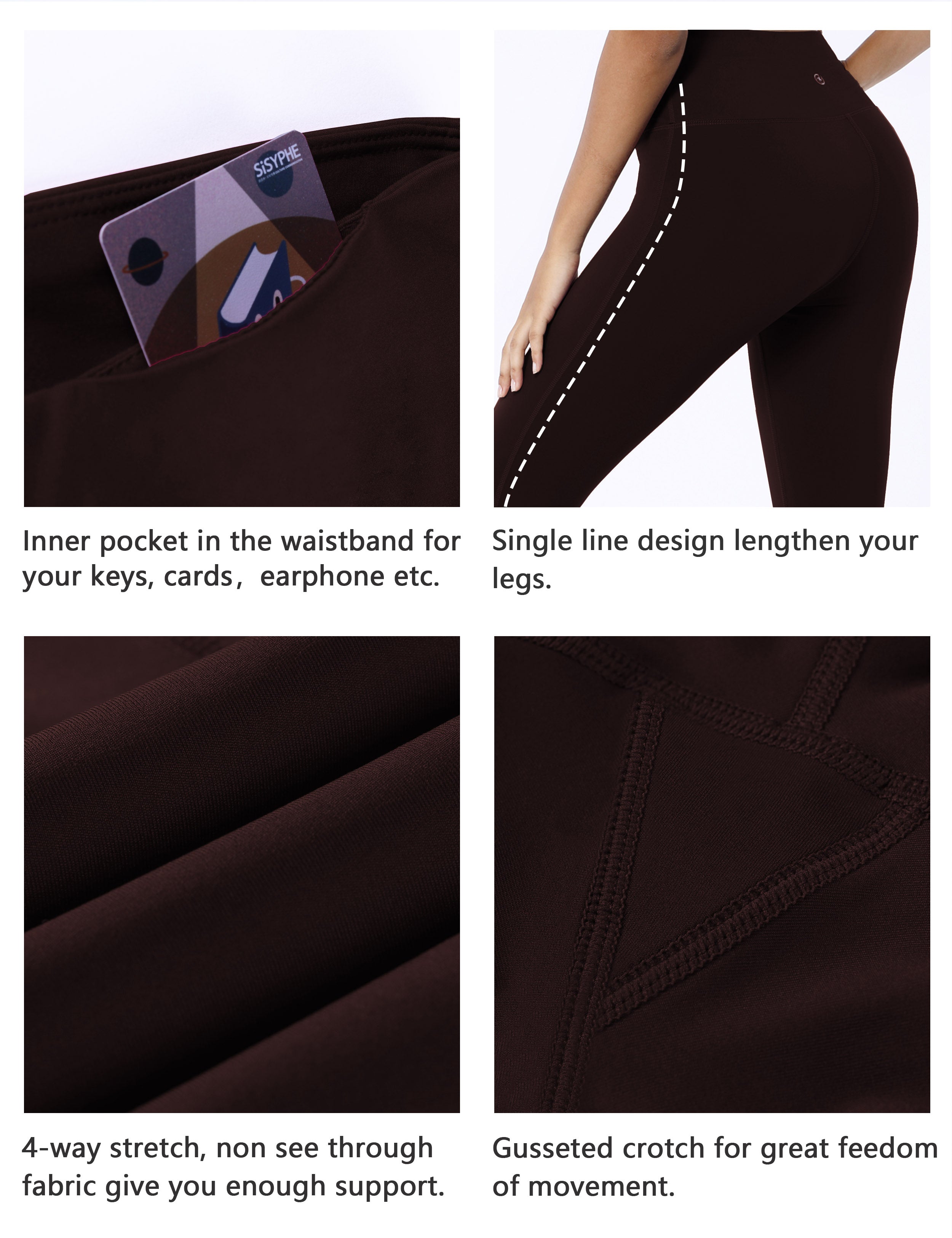 22" High Waist Side Line Capris mahoganymaroon_Pilates