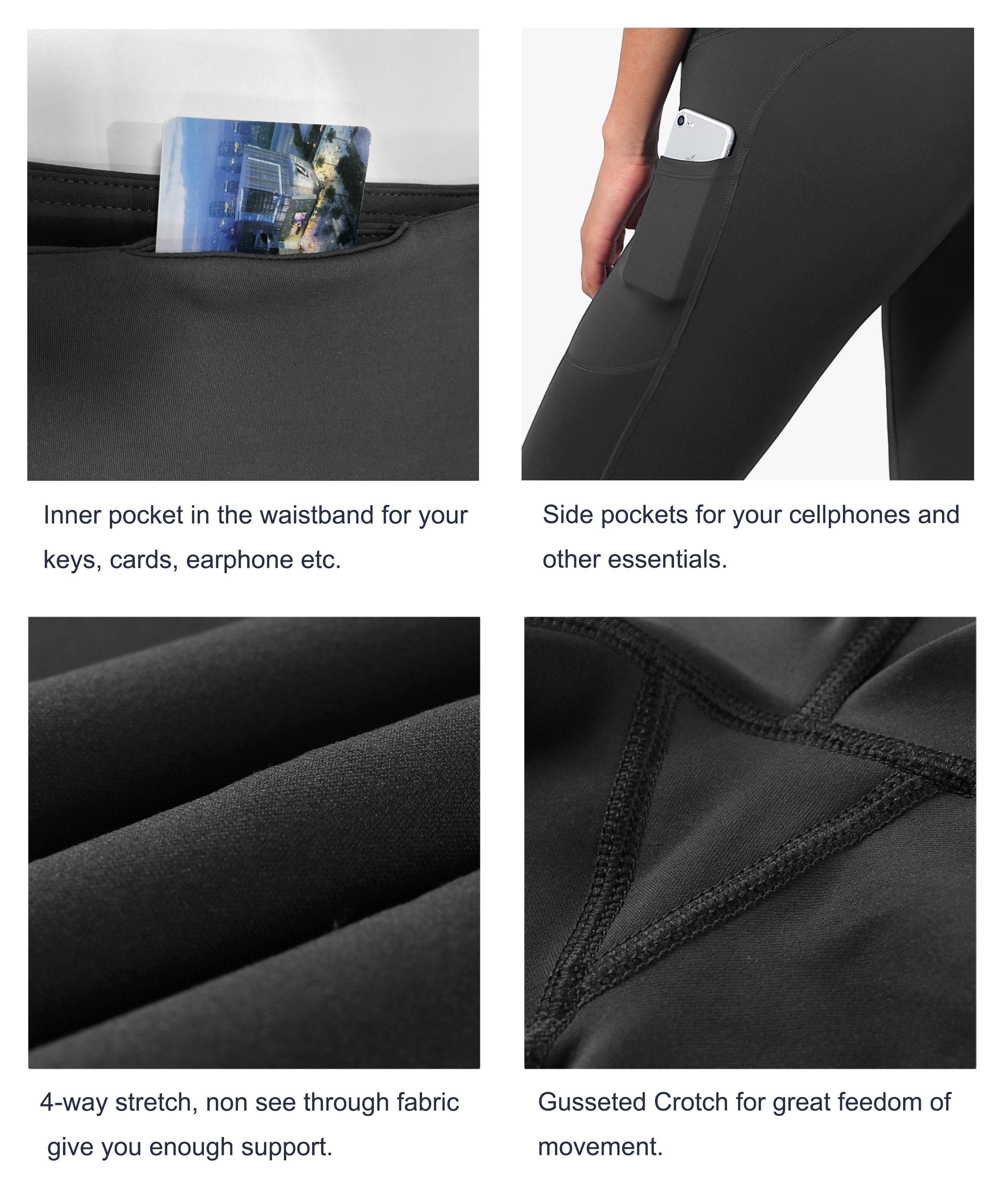 Hip Line Side Pockets Gym Pants shadowcharcoal Sexy Hip Line Side Pockets 75%Nylon/25%Spandex Fabric doesn't attract lint easily 4-way stretch No see-through Moisture-wicking Tummy control Inner pocket Two lengths