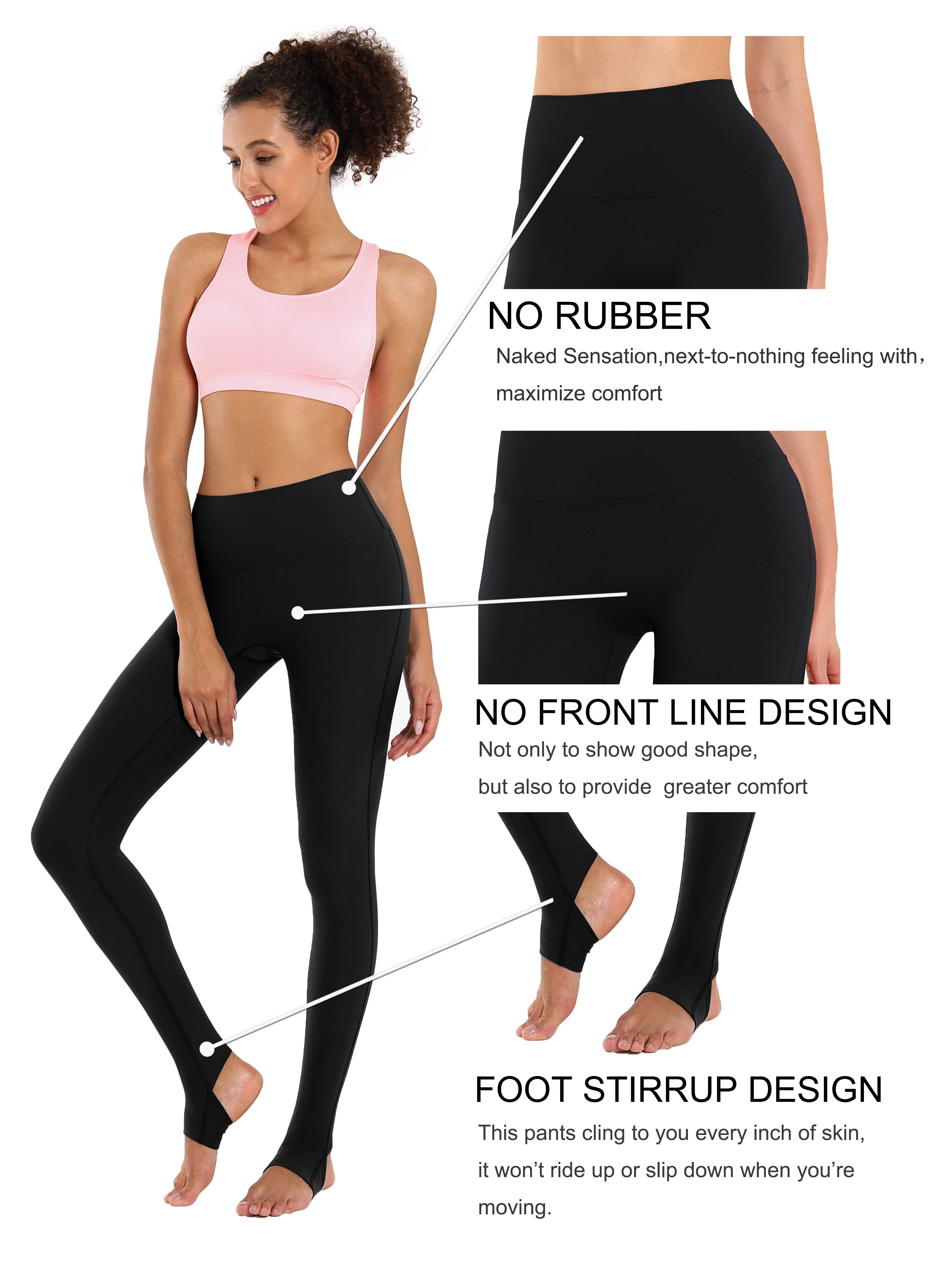 Over the Heel Yoga Pants black Over the Heel Design 87%Nylon/13%Spandex Fabric doesn't attract lint easily 4-way stretch No see-through Moisture-wicking Tummy control