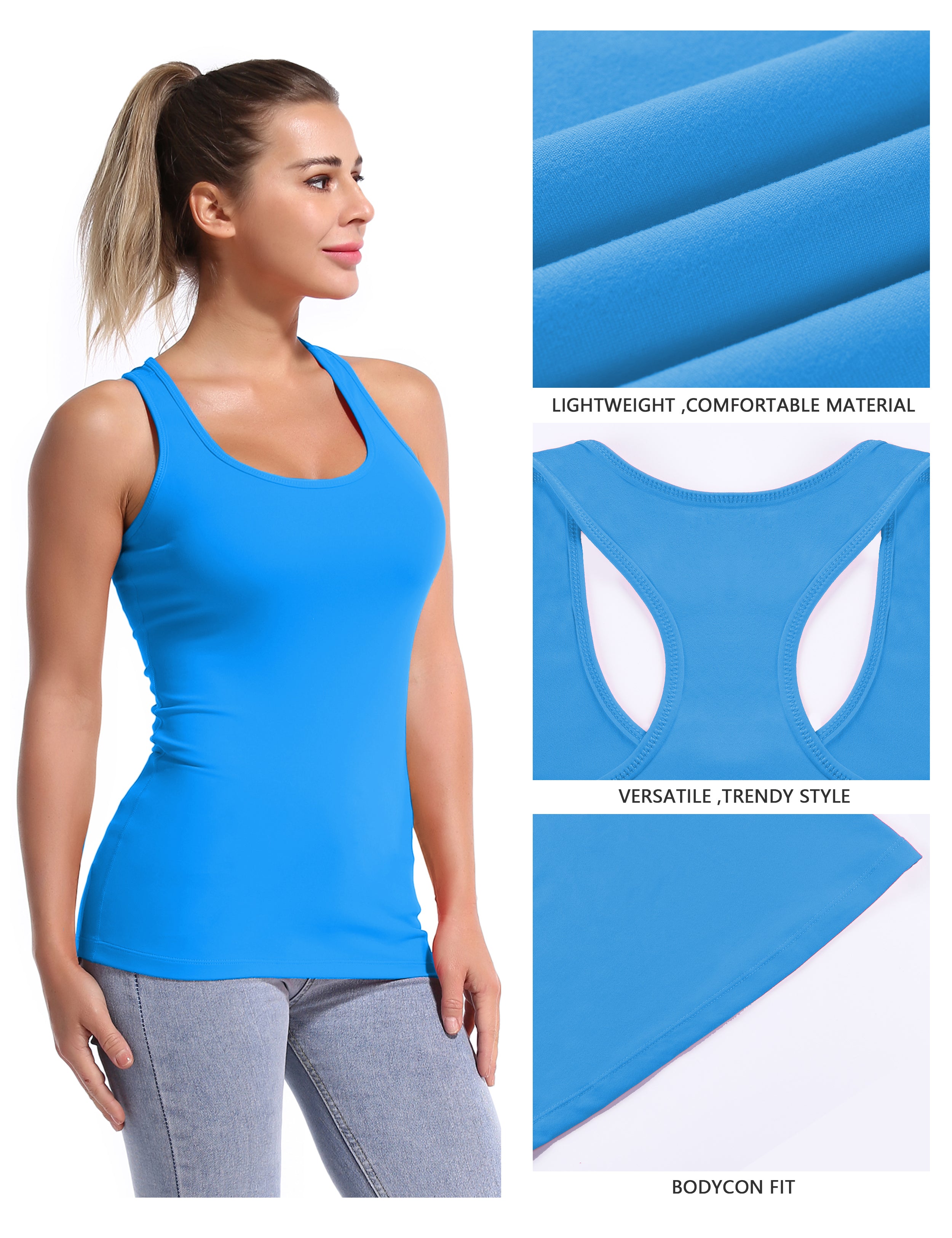 Racerback Athletic Tank Tops electricblue_Gym – bubblelime