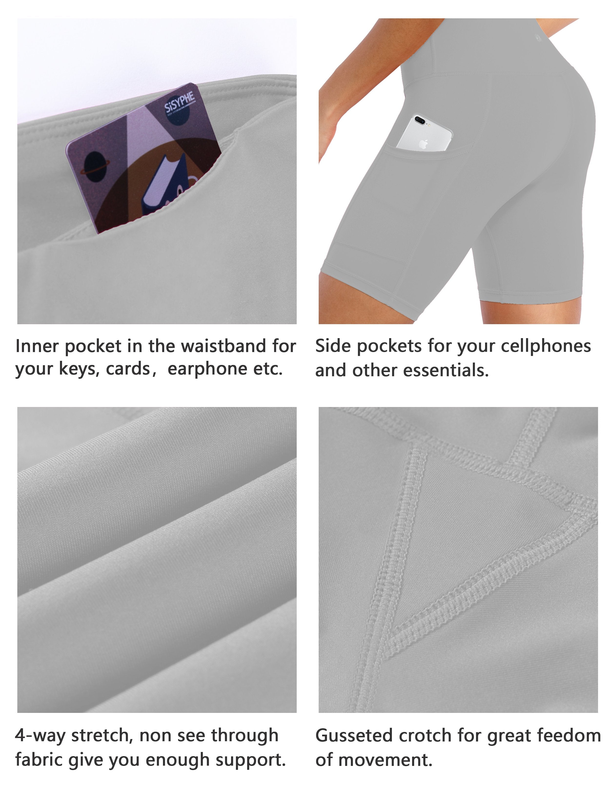 8" Side Pockets Biking Shorts lightgray ins_Biking