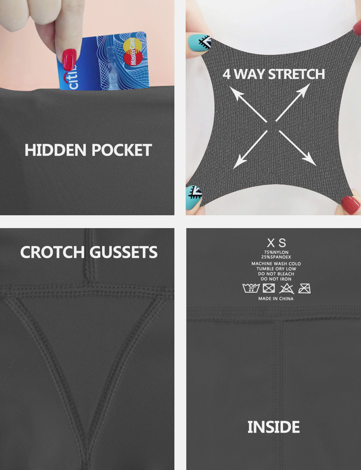 High Waist Side Pockets Yoga Pants irongrey