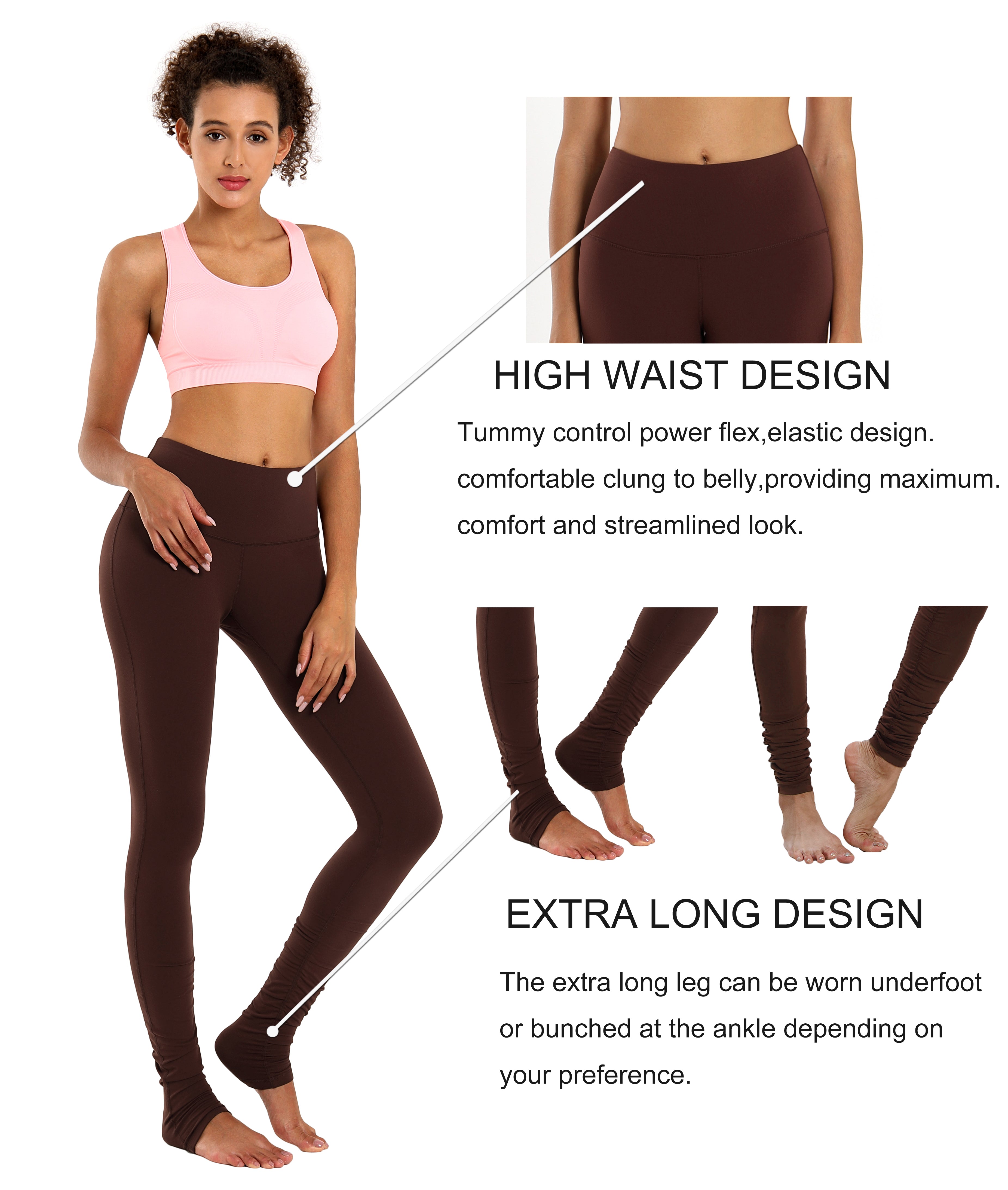 Over the Heel Yoga Pants mahoganymaroon Over the Heel Design 87%Nylon/13%Spandex Fabric doesn't attract lint easily 4-way stretch No see-through Moisture-wicking Tummy control