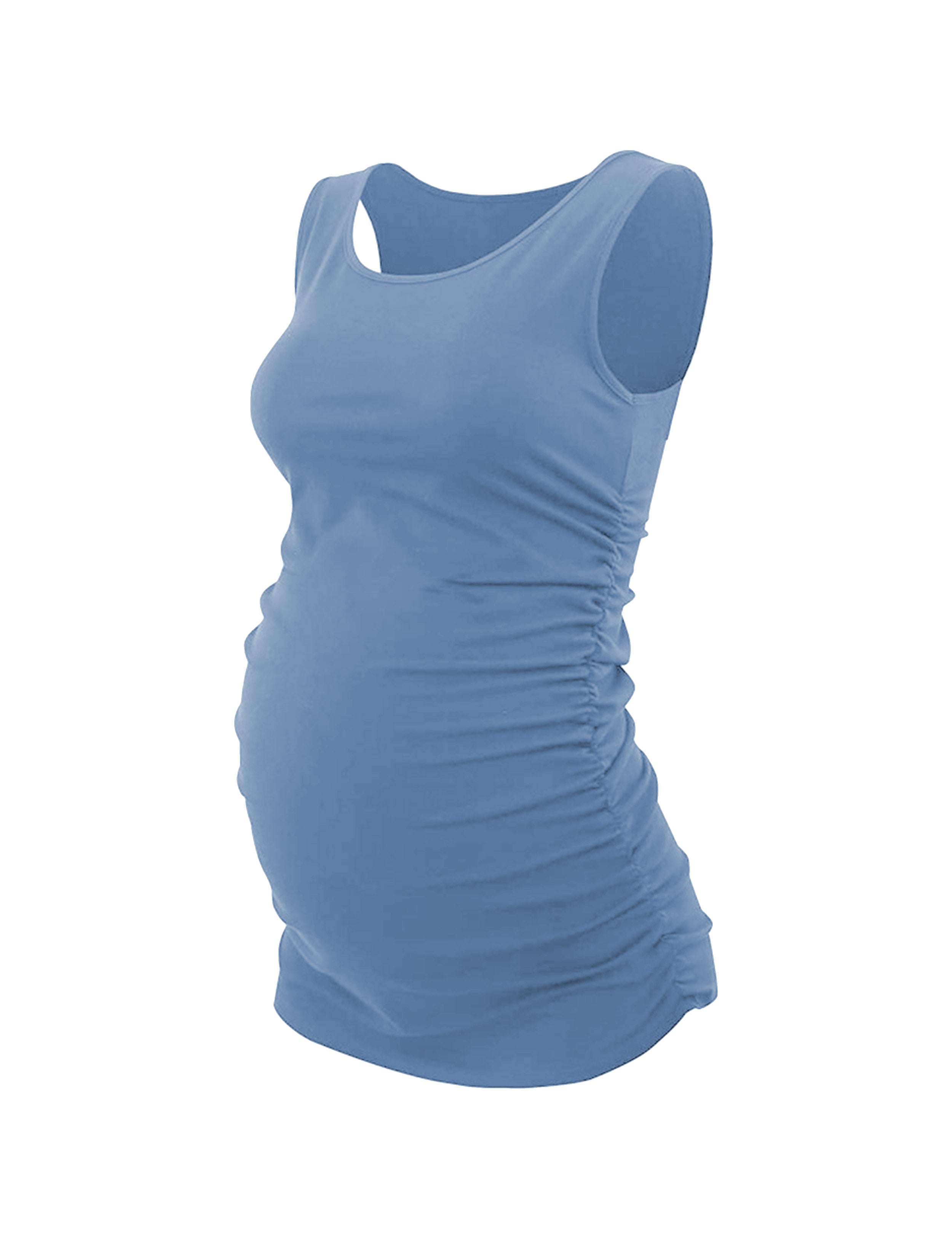 Maternity Side Shirred Tank Top electricblue 92%Nylon/8%Spandex(Cotton Soft) Designed for Maternity So buttery soft, it feels weightless Sweat-wicking Four-way stretch Breathable Contours your body