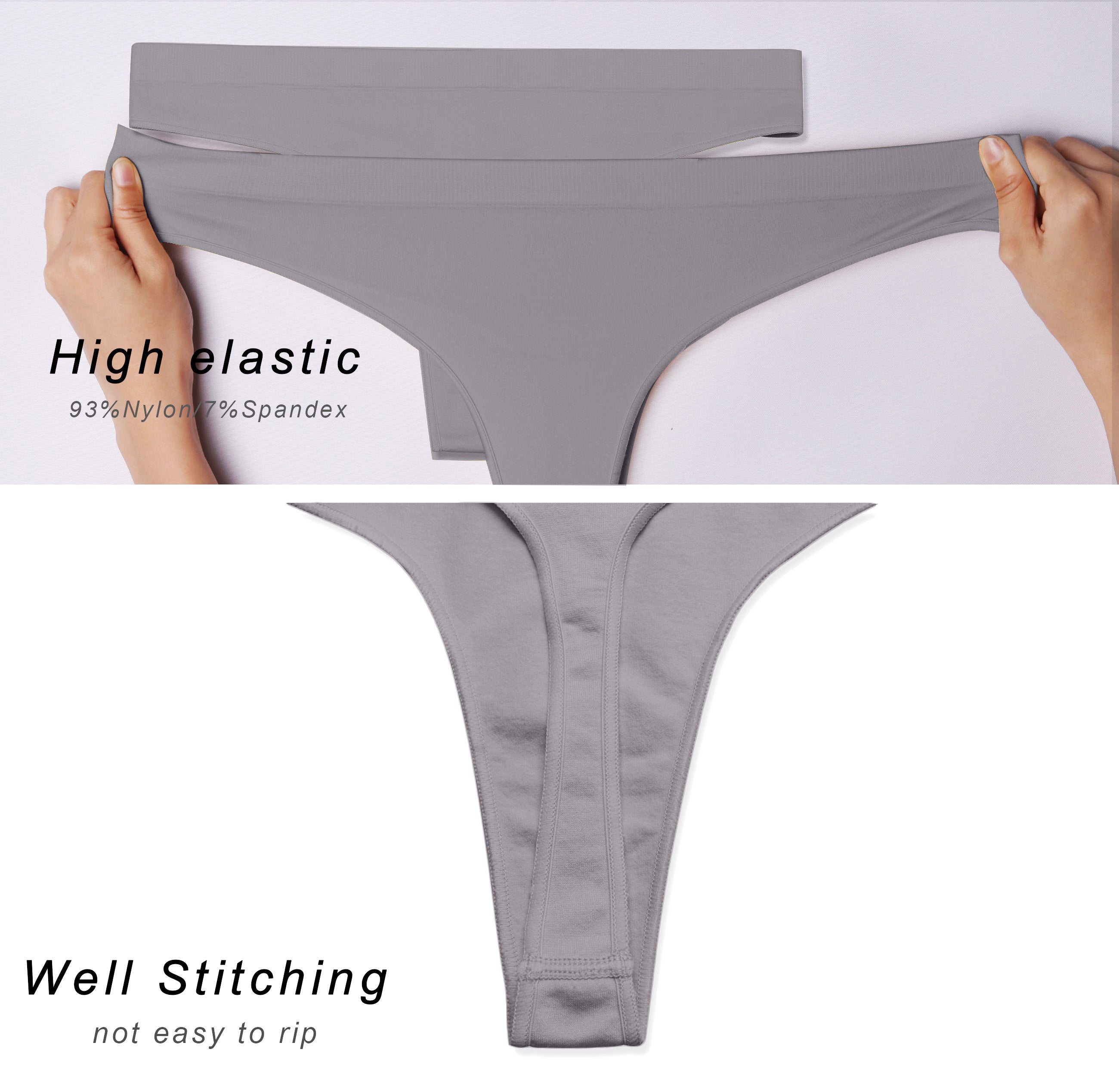 Seamless Low rise Sports Thongs gray Sleek, smooth and streamlined: designed in our extra-soft knit material, this seamless thong embraces everyday comfort. Here with an allover heathered effect. Weave threads one by one High elasticity Softest-ever fabric Unsealed Comfortable No back coverage Machine wash.