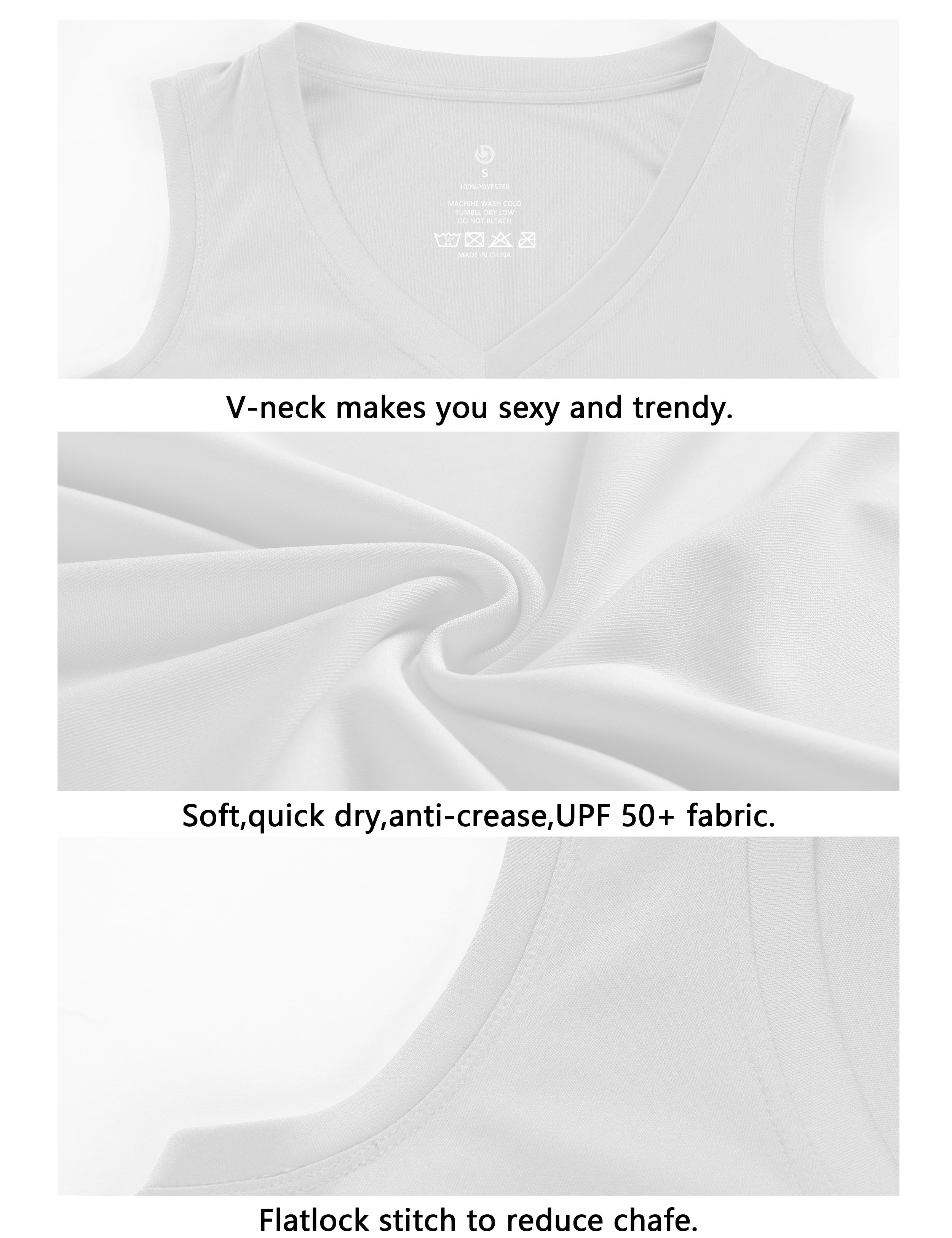 V Neck Sleeveless Athletic Shirts white_Gym bubblelime