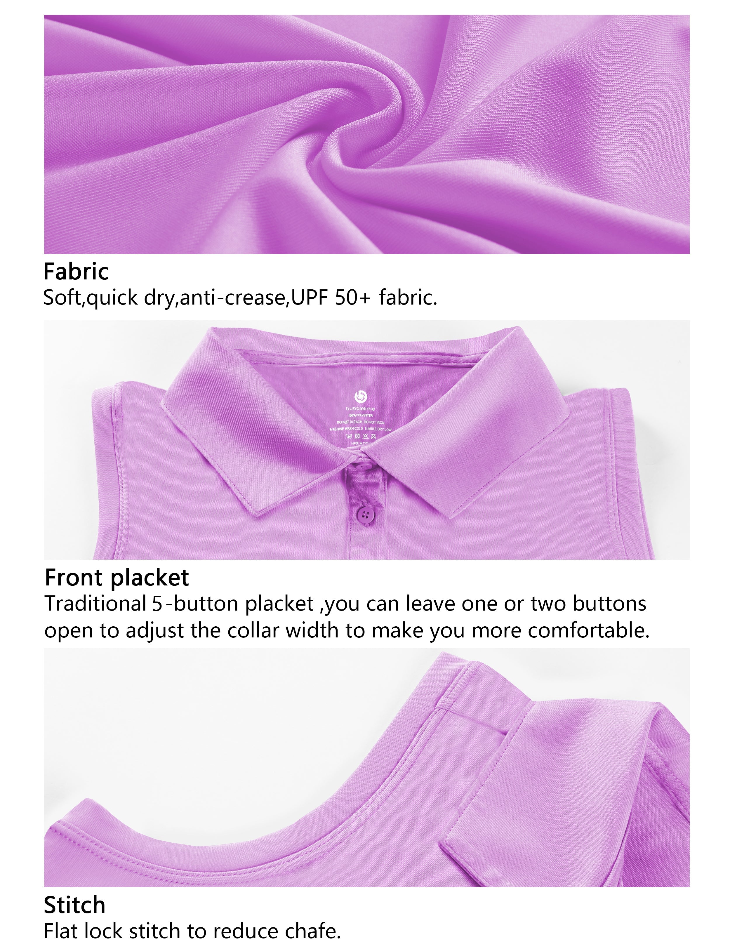 Sleeveless Slim Fit Polo Shirt purple_Pilates