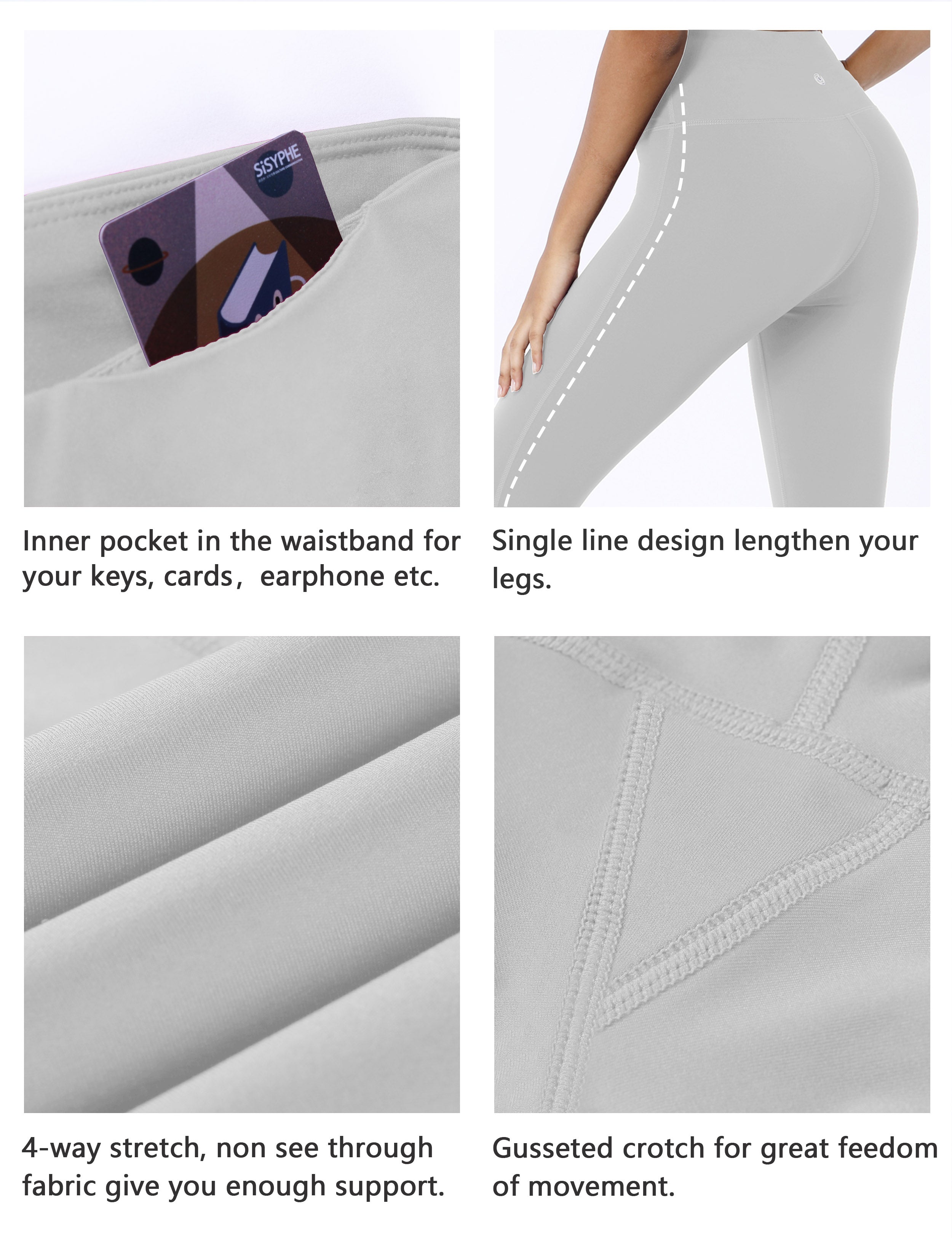 22" High Waist Side Line Capris lightgray_Pilates