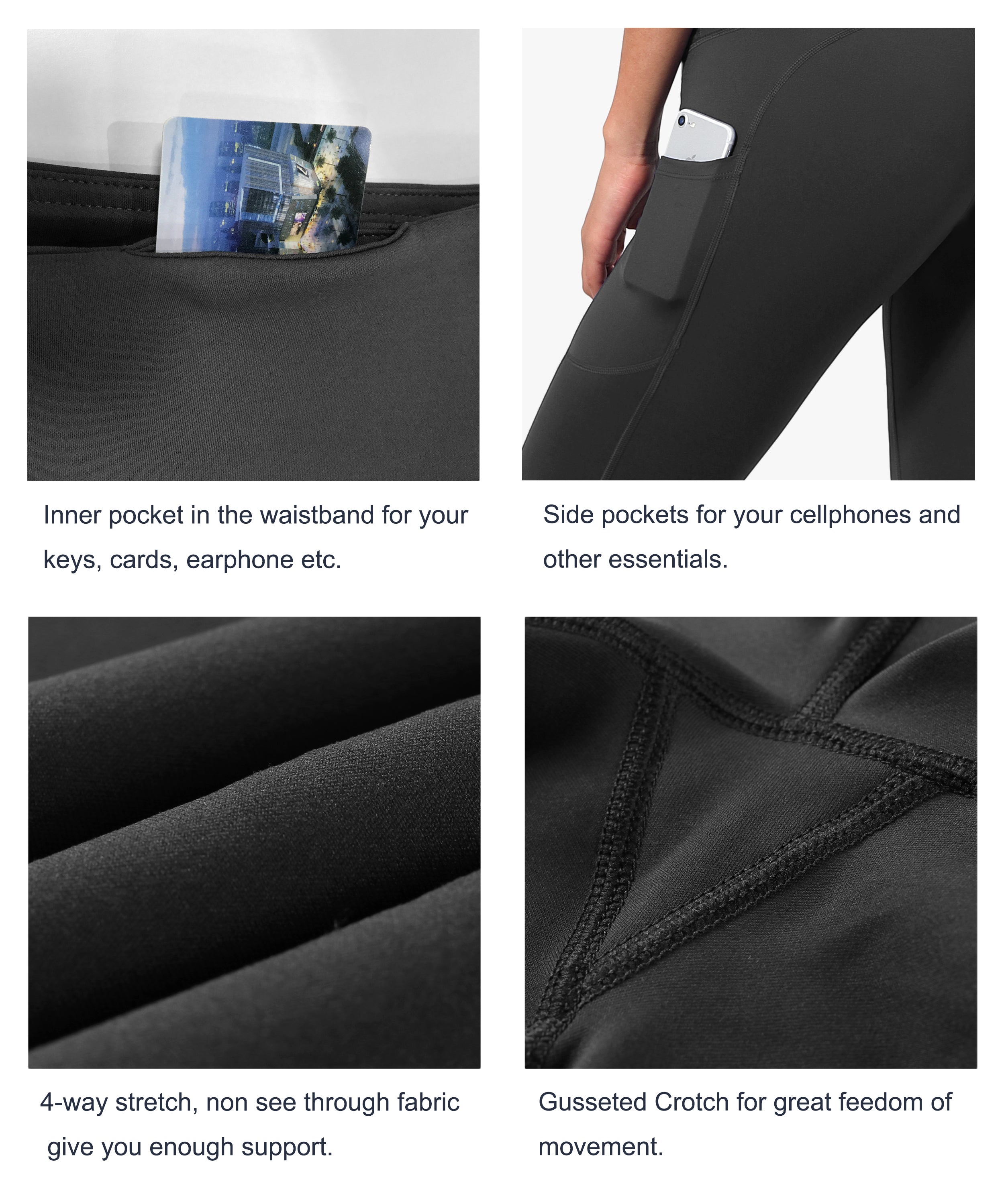 Hip Line Side Pockets Running Pants shadowcharcoal Sexy Hip Line Side Pockets 75%Nylon/25%Spandex Fabric doesn't attract lint easily 4-way stretch No see-through Moisture-wicking Tummy control Inner pocket Two lengths