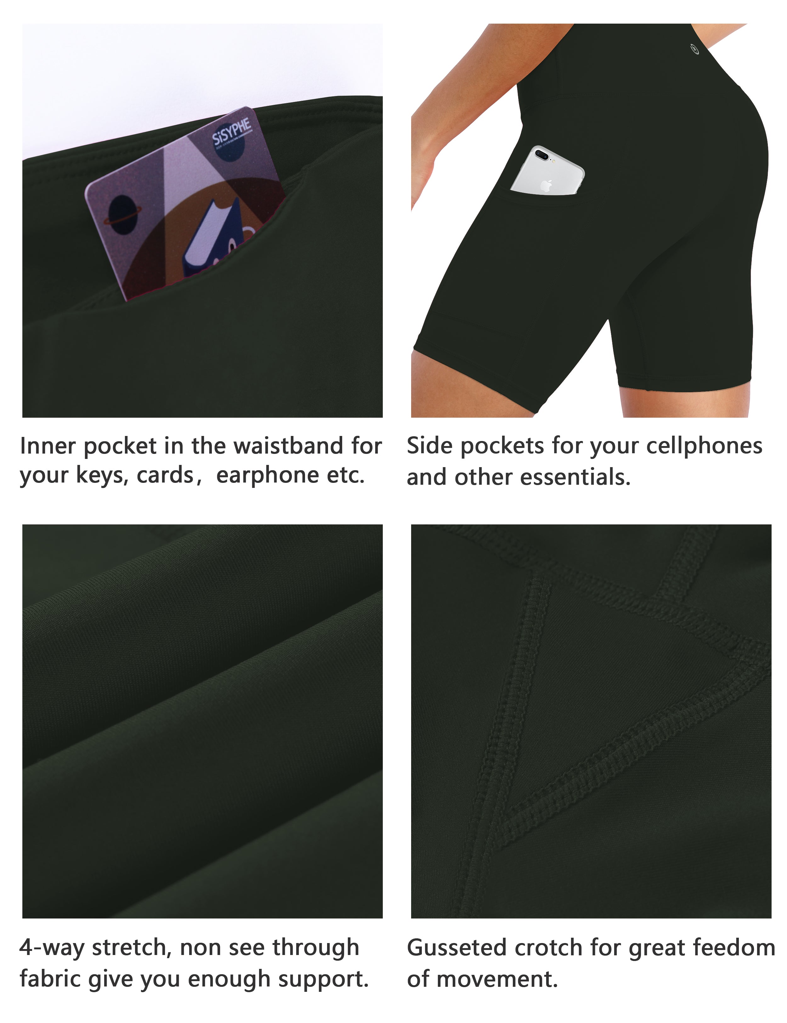 8" Side Pockets Biking Shorts olivegray_Biking