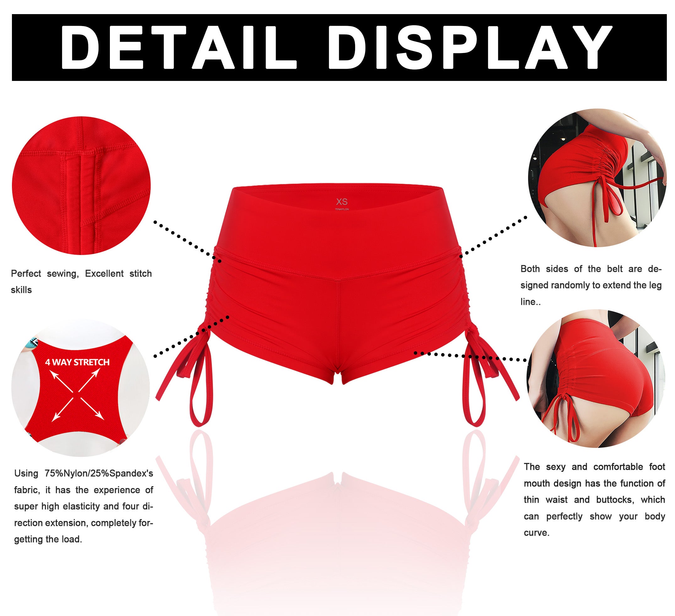 Side Drawstring Hot Shorts scarlet