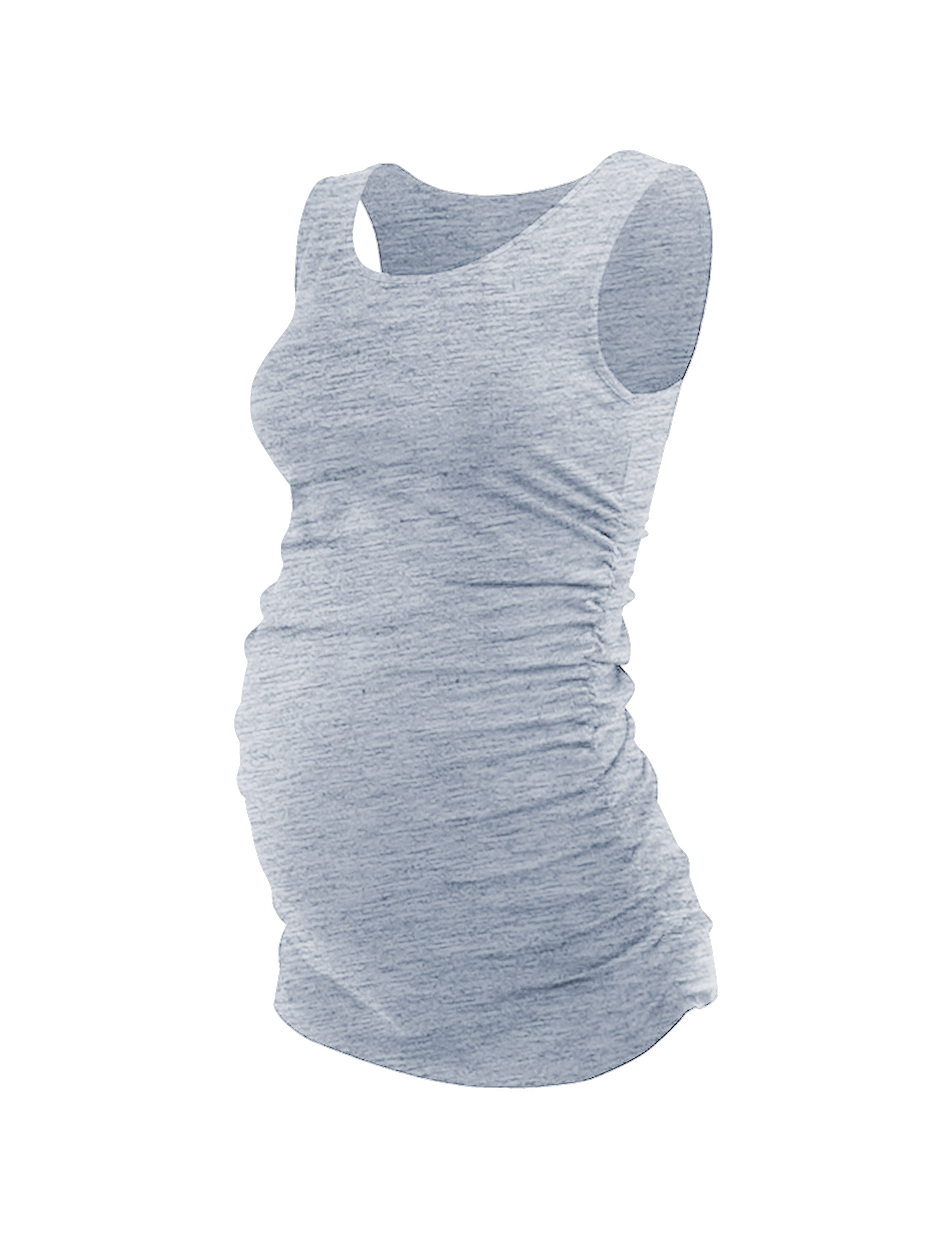 Maternity Side Shirred Tank Top heathergray 92%Nylon/8%Spandex(Cotton Soft) Designed for Maternity So buttery soft, it feels weightless Sweat-wicking Four-way stretch Breathable Contours your body