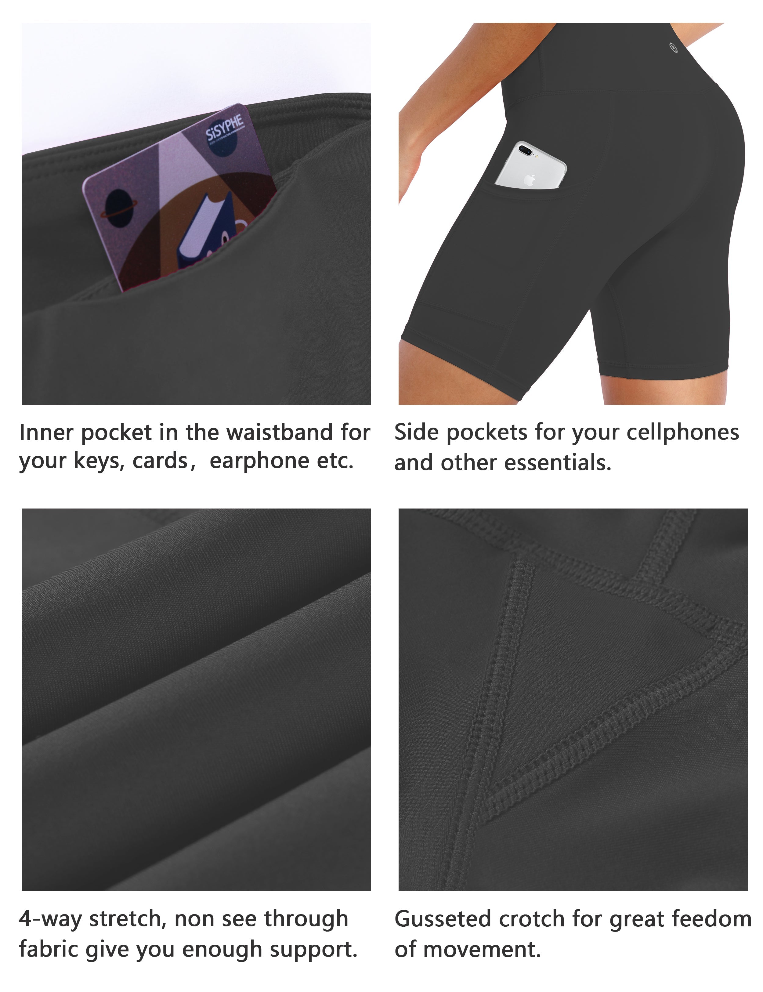 8" Side Pockets Biking Shorts shadowcharcoal_Biking