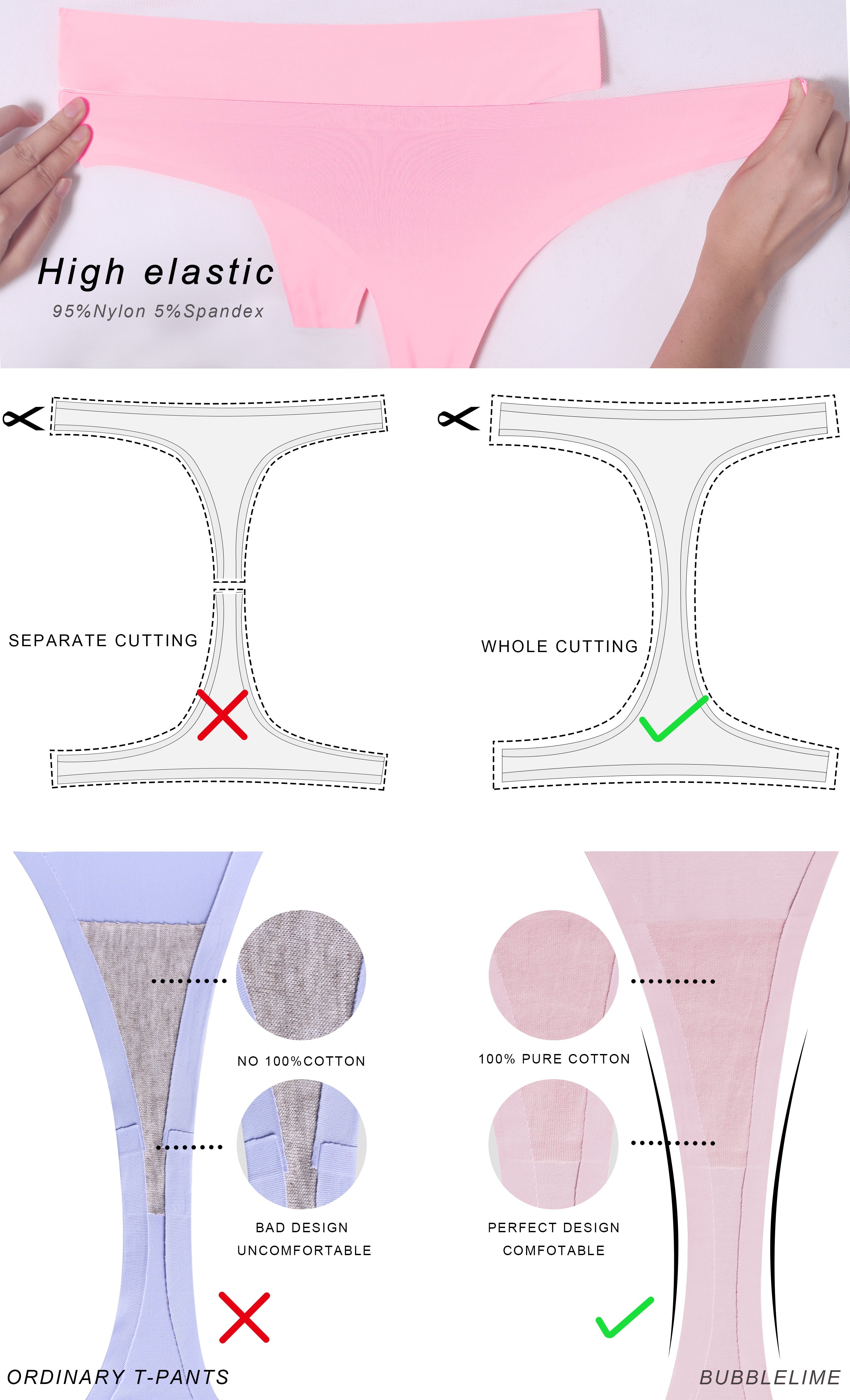 Invisibles Sport Thongs Indipink Sleek, soft, smooth and totally comfortable: our newest thongs style is here. High elasticity High density Softest-ever fabric Laser cutting Unsealed Comfortable No panty lines Machine wash 95% Nylon, 5% Spandex