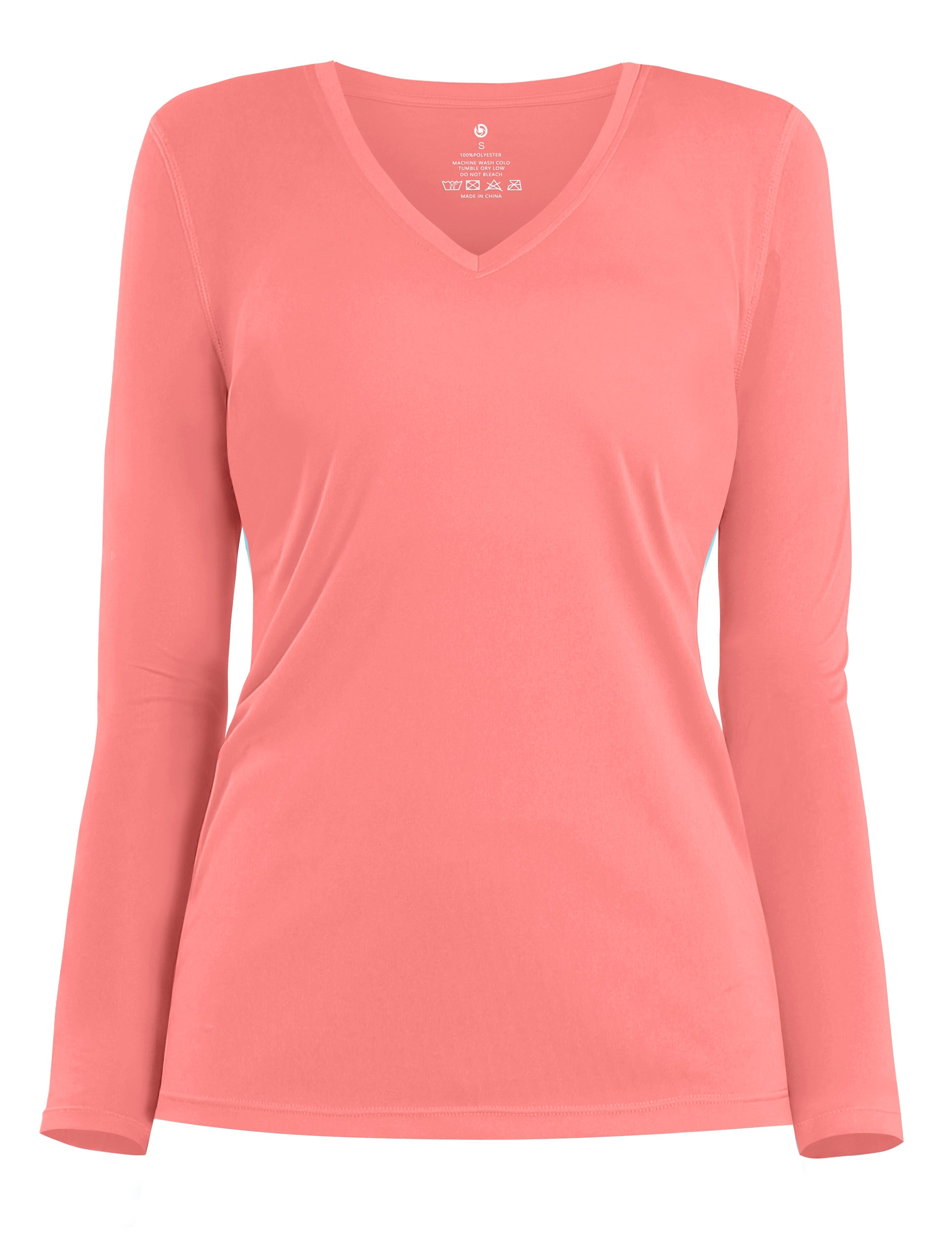 V Neck Long Sleeve Athletic Shirts coral_Golf
