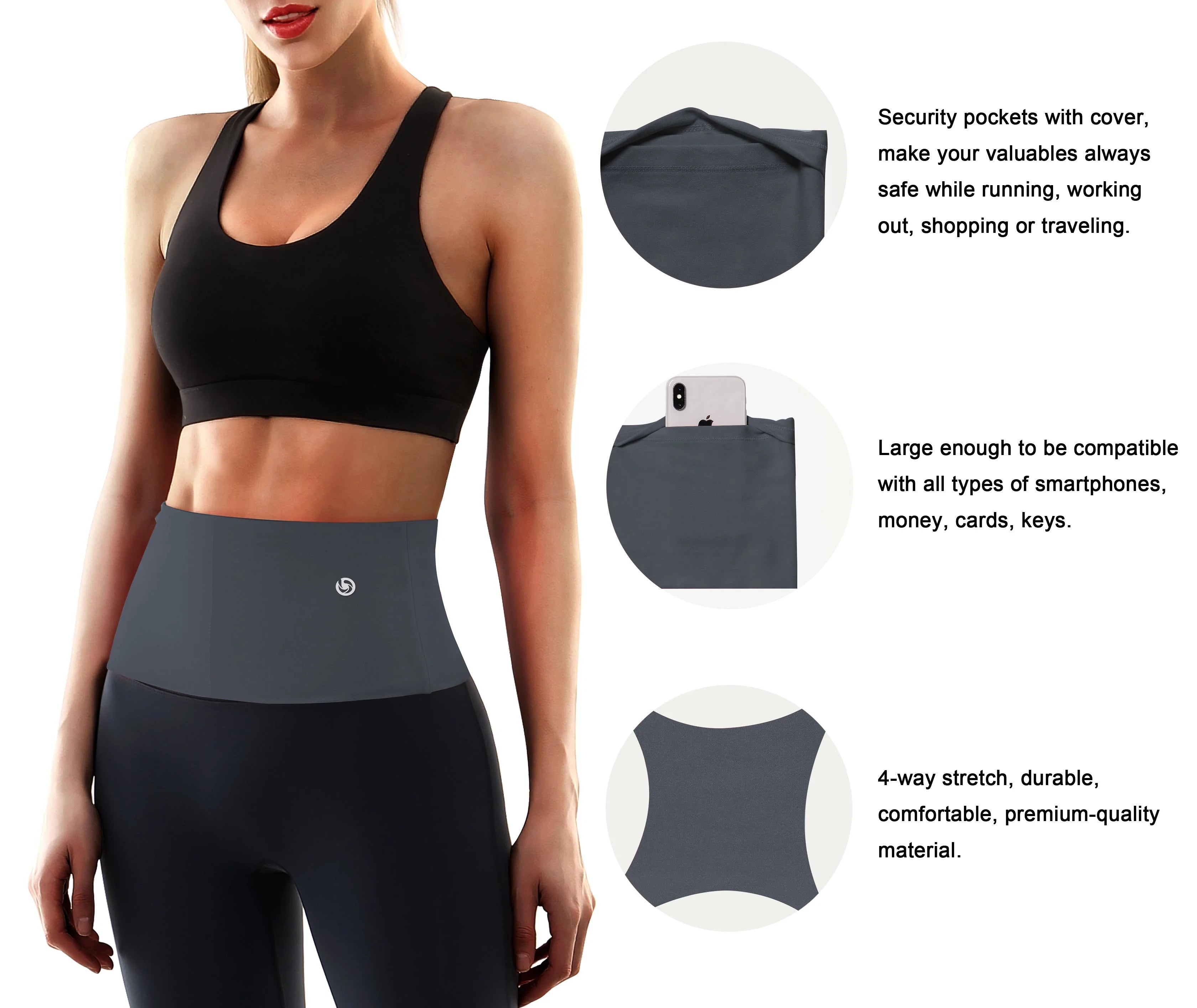 4 Pocket Sports Running Waist Pack shadowcharcoal