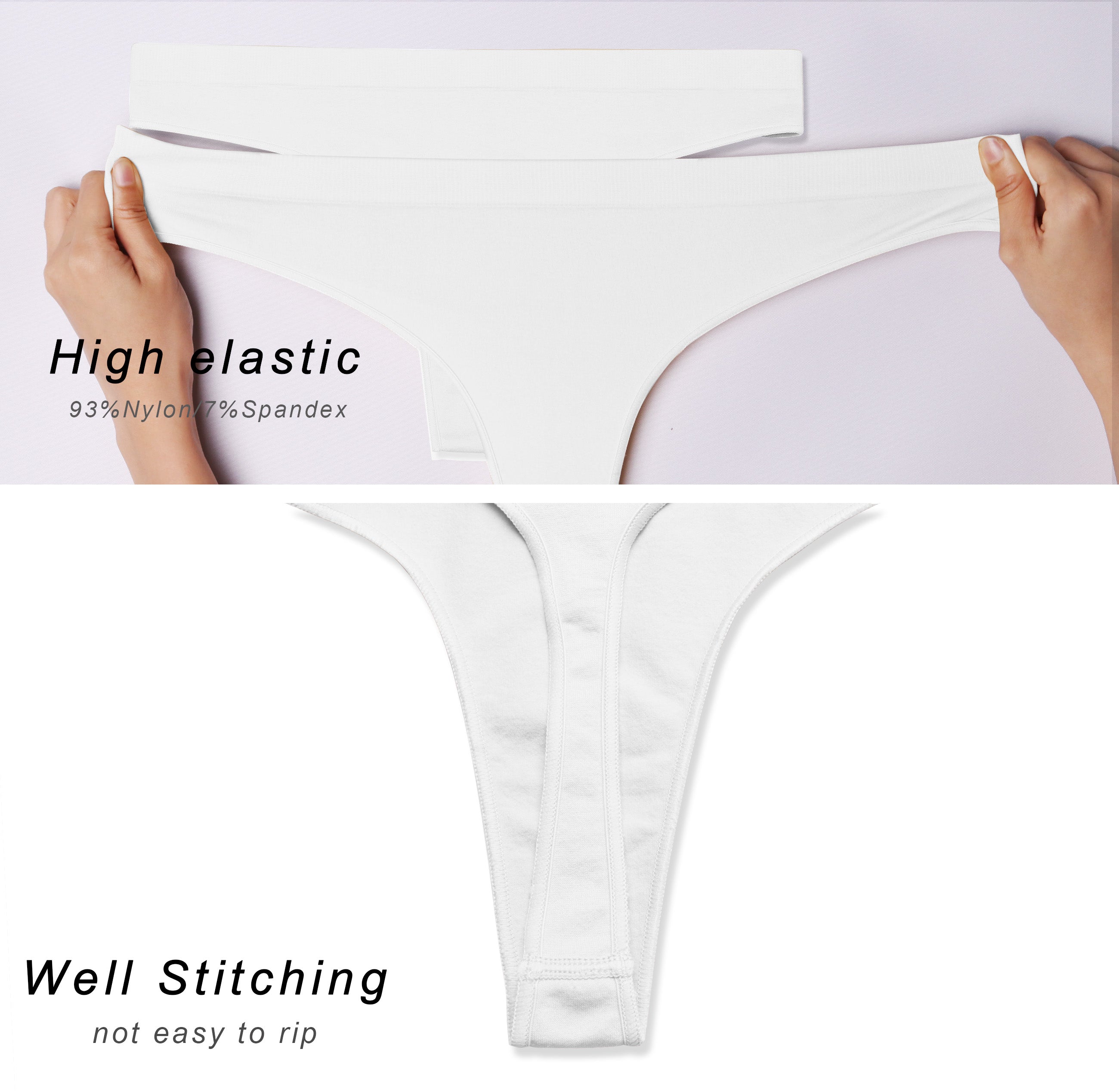 Nylon Spandex Seamless Sports Thongs Underwear white – bubblelime