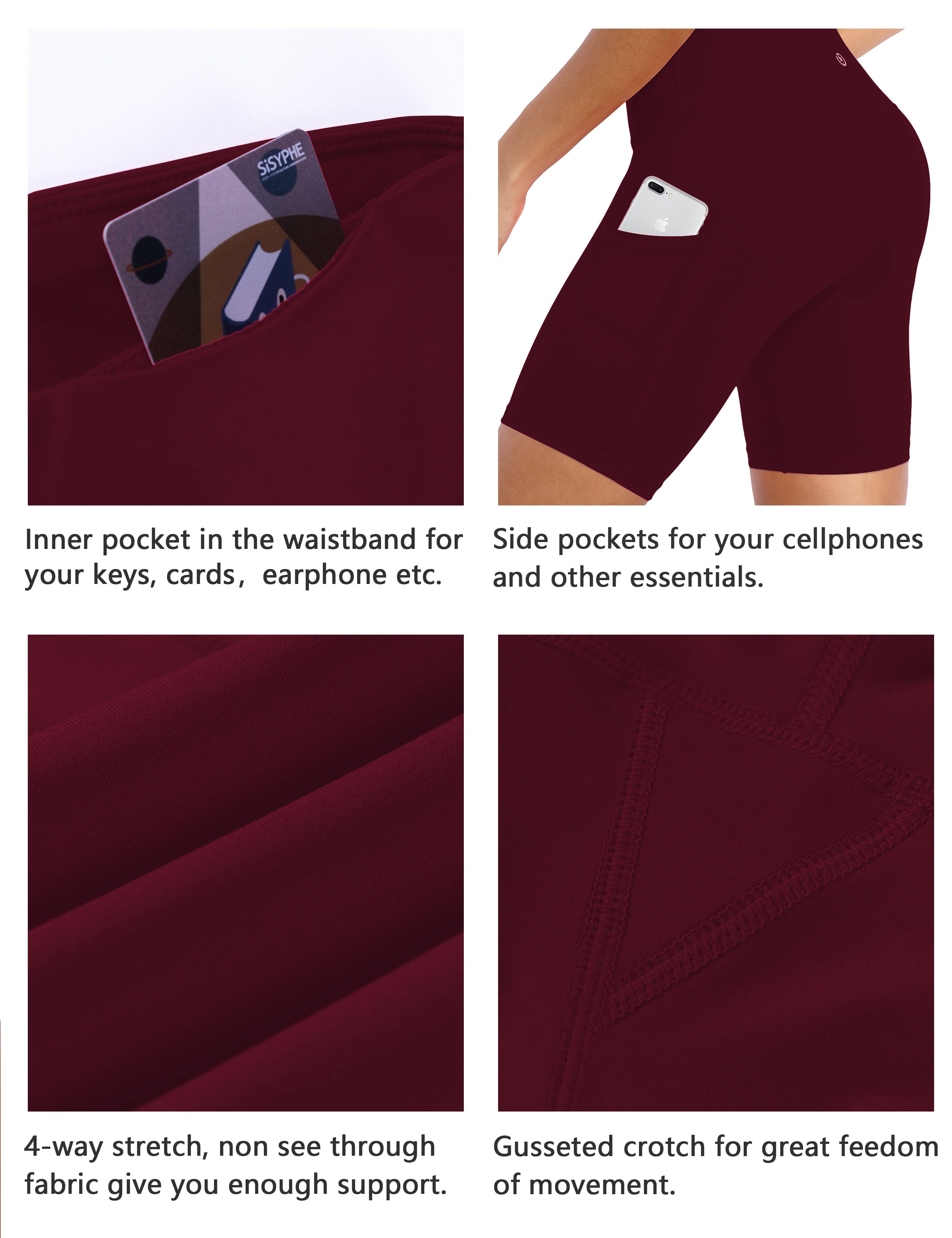 8" Side Pockets Biking Shorts cherryred_Biking