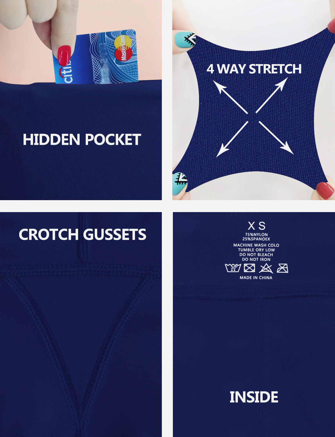 22" High Waist Side Pockets Capris navy_Gym