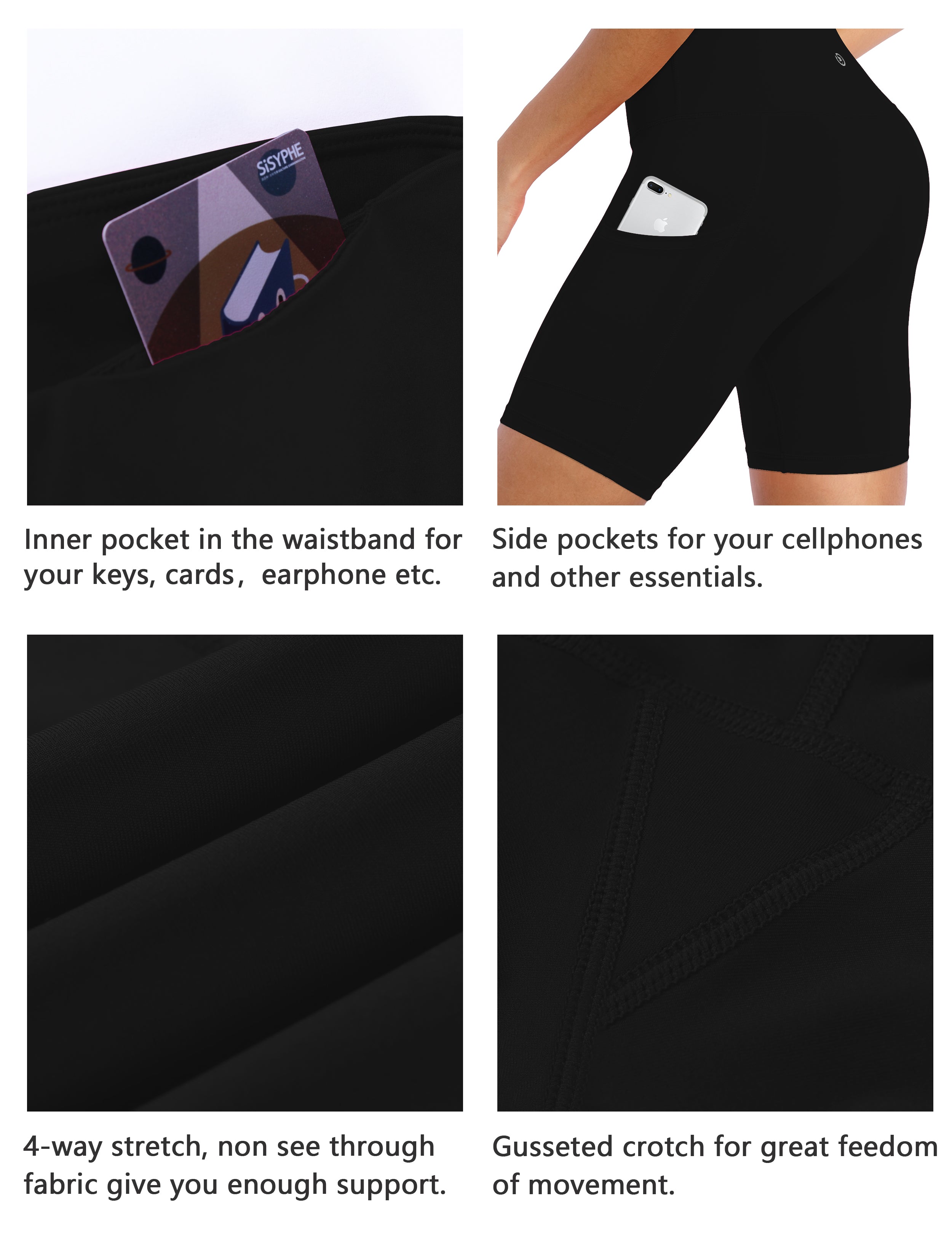 8" Side Pockets Biking Shorts black_Biking