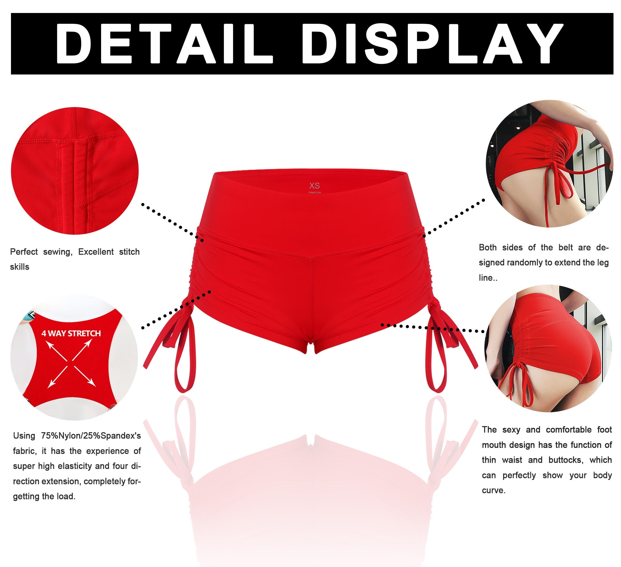 Side Drawstring Hot Shorts scarlet_Pilates