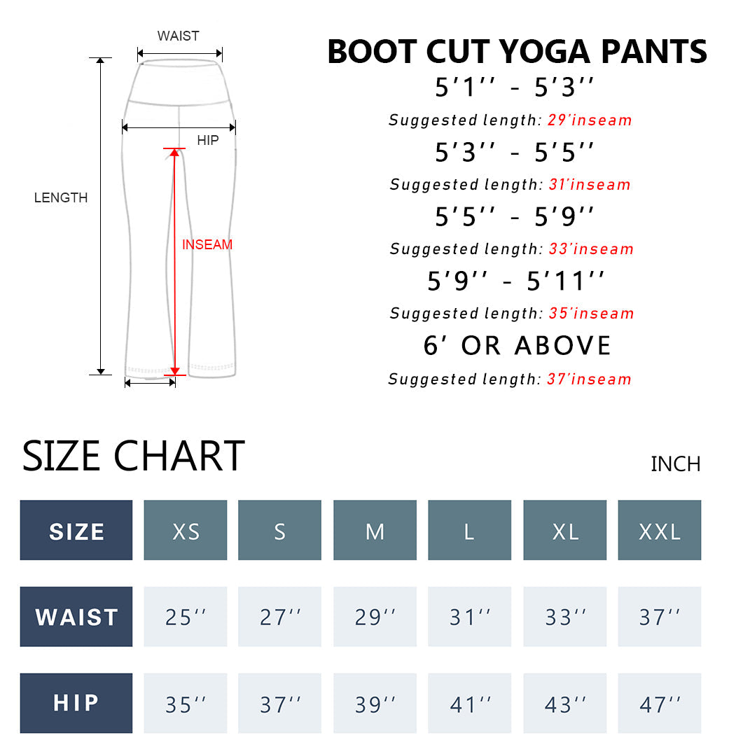 29" 31" 33" 35" 37"  Side Pockets Bootcut Leggings pansypurple_yoga