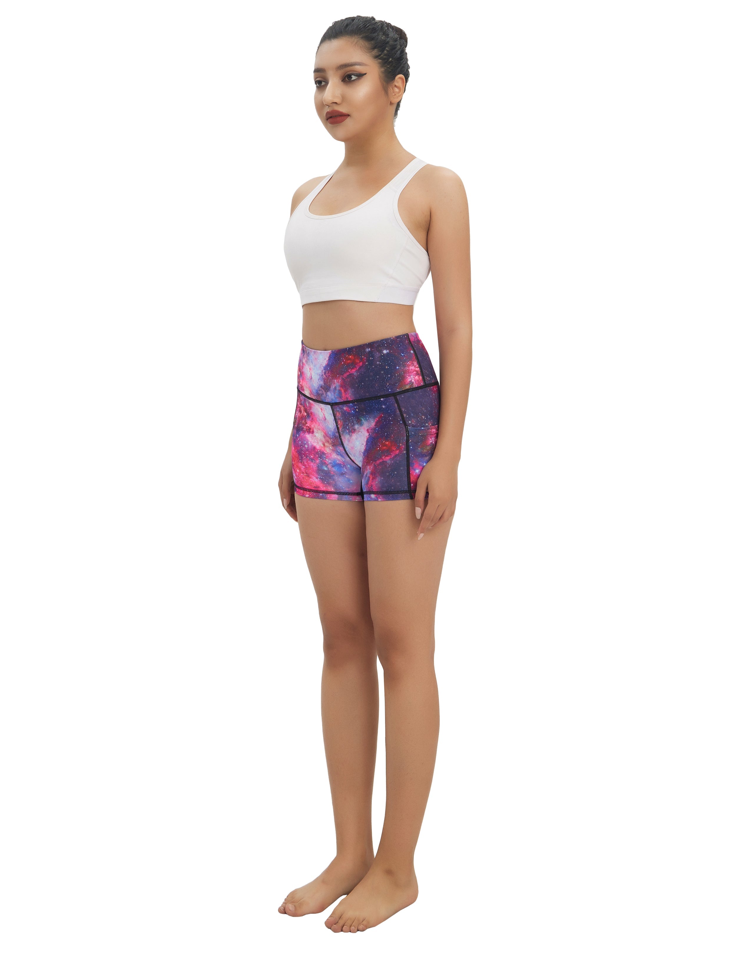 2.5" Printed Side Pockets Biking Shorts galaxy_Biking