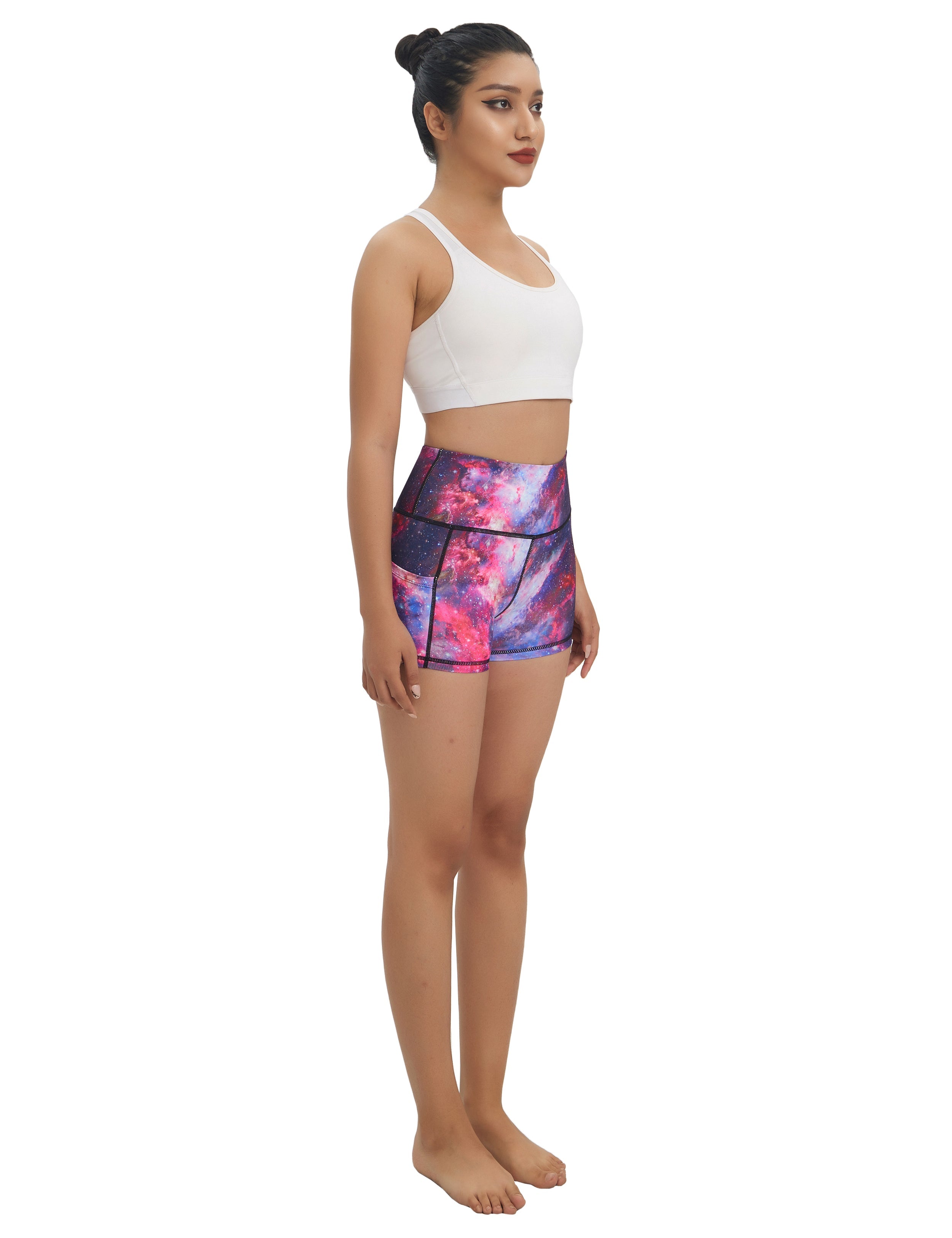 2.5" Printed Side Pockets Biking Shorts galaxy_Biking