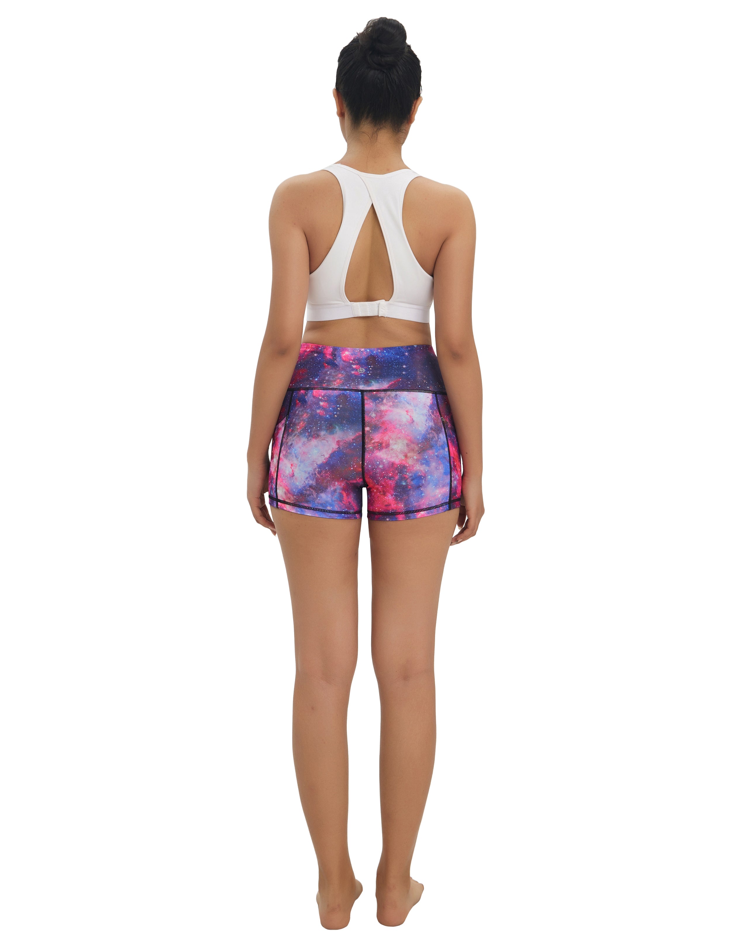 2.5" Printed Side Pockets Yoga Shorts galaxy