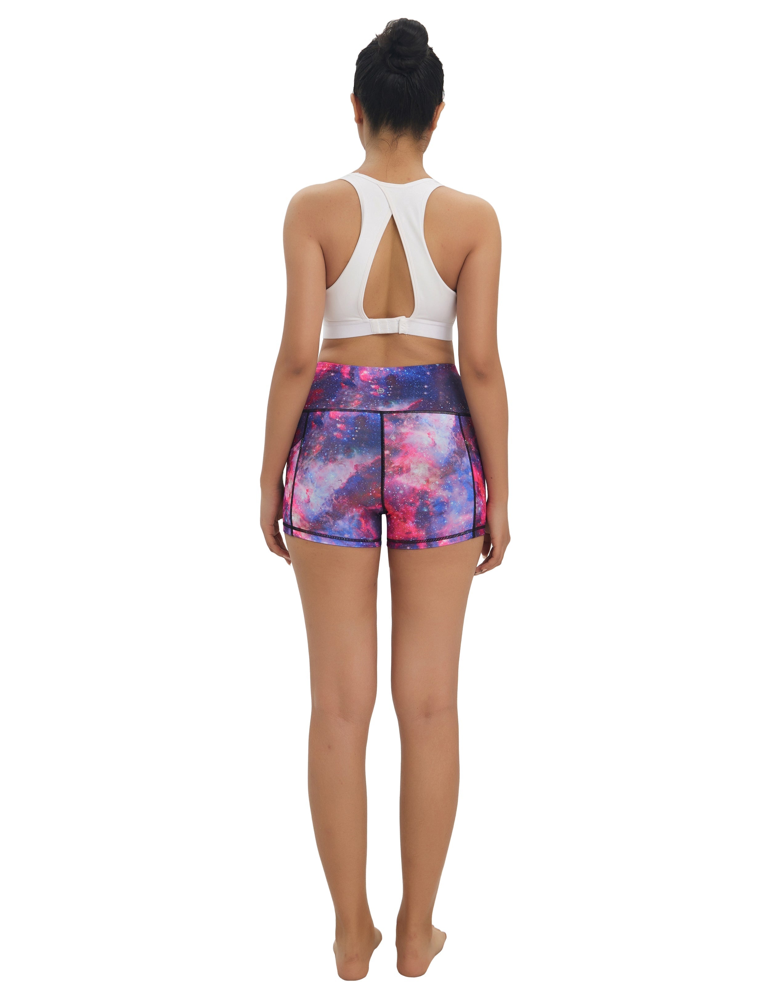 2.5" Printed Side Pockets Plus Size Shorts galaxy_Plus Size