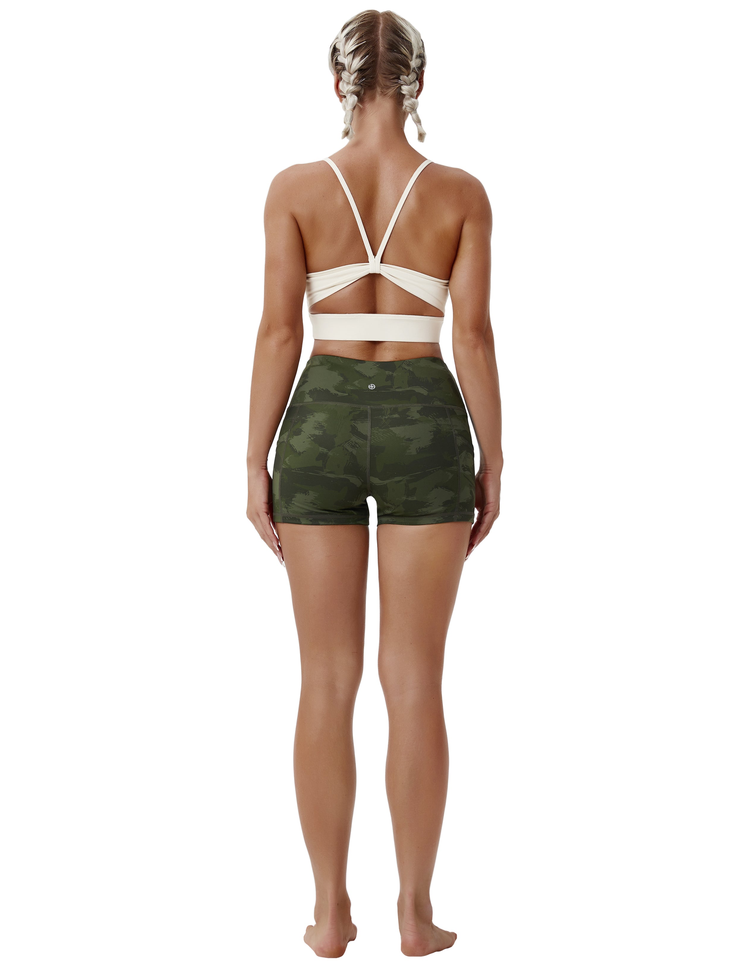 2.5" Printed Side Pockets Biking Shorts green brushcamo Sleek, soft, smooth and totally comfortable: our newest sexy style is here. Softest-ever fabric High elasticity High density 4-way stretch Fabric doesn't attract lint easily No see-through Moisture-wicking Machine wash 78% Polyester, 22% Spandex