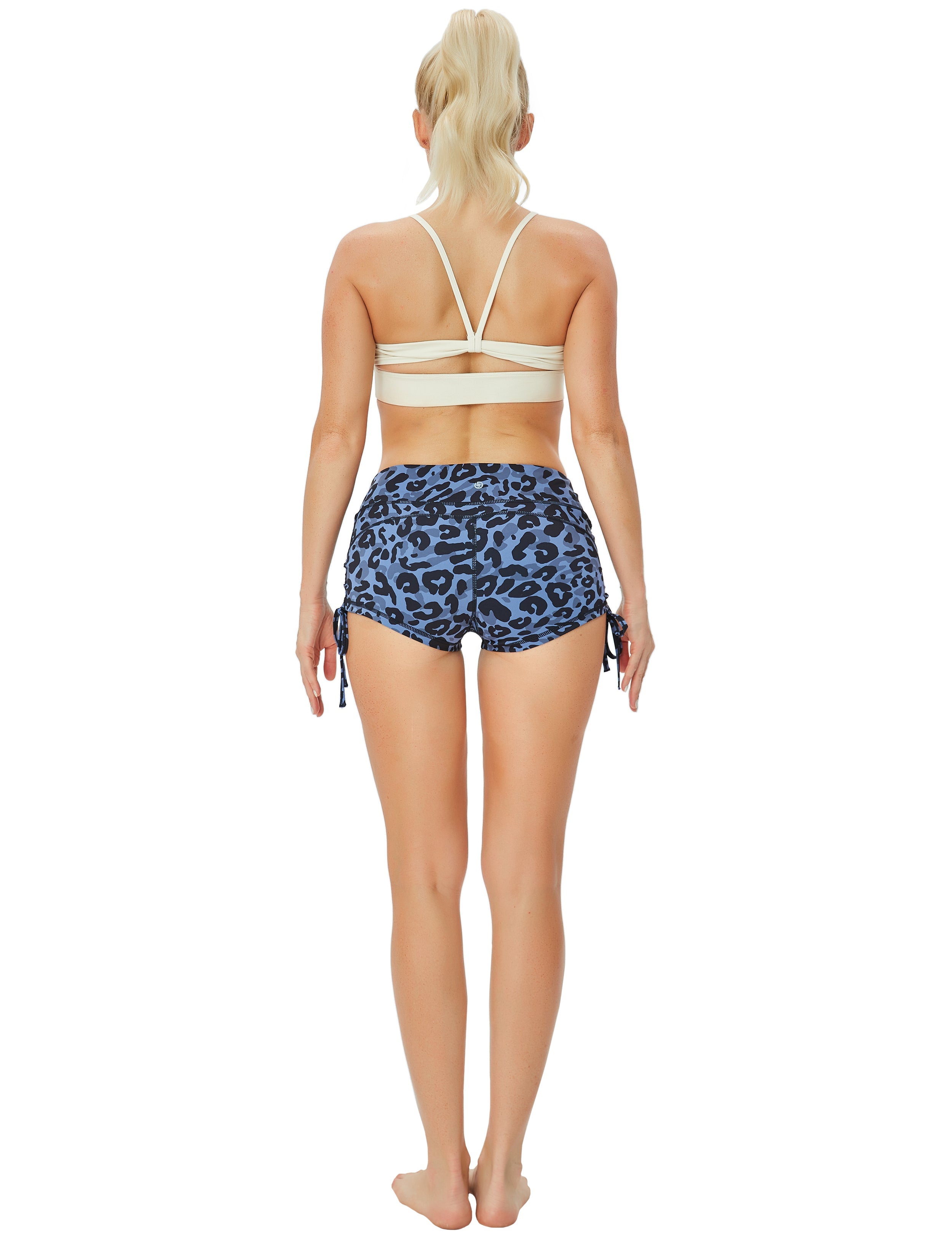 Printed Side Drawstring Hot Shorts navy_leopard Sleek, soft, smooth and totally comfortable: our newest sexy style is here. Softest-ever fabric High elasticity High density 4-way stretch Fabric doesn't attract lint easily No see-through Moisture-wicking Machine wash 78% Polyester, 22% Spandex