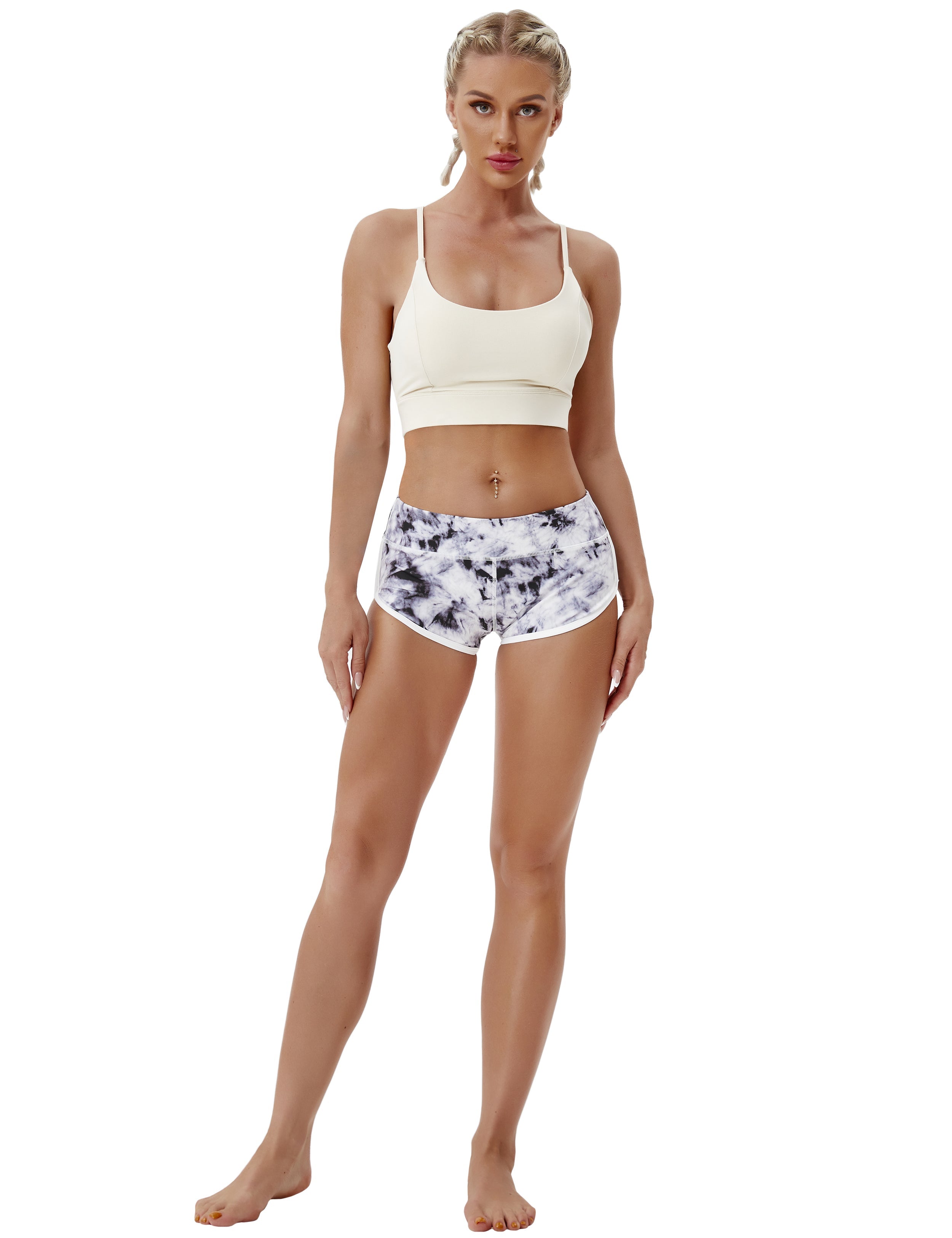 Printed Booty Yoga Shorts black dandelion Sleek, soft, smooth and totally comfortable: our newest sexy style is here. Softest-ever fabric High elasticity High density 4-way stretch Fabric doesn't attract lint easily No see-through Moisture-wicking Machine wash 78% Polyester, 22% Spandex