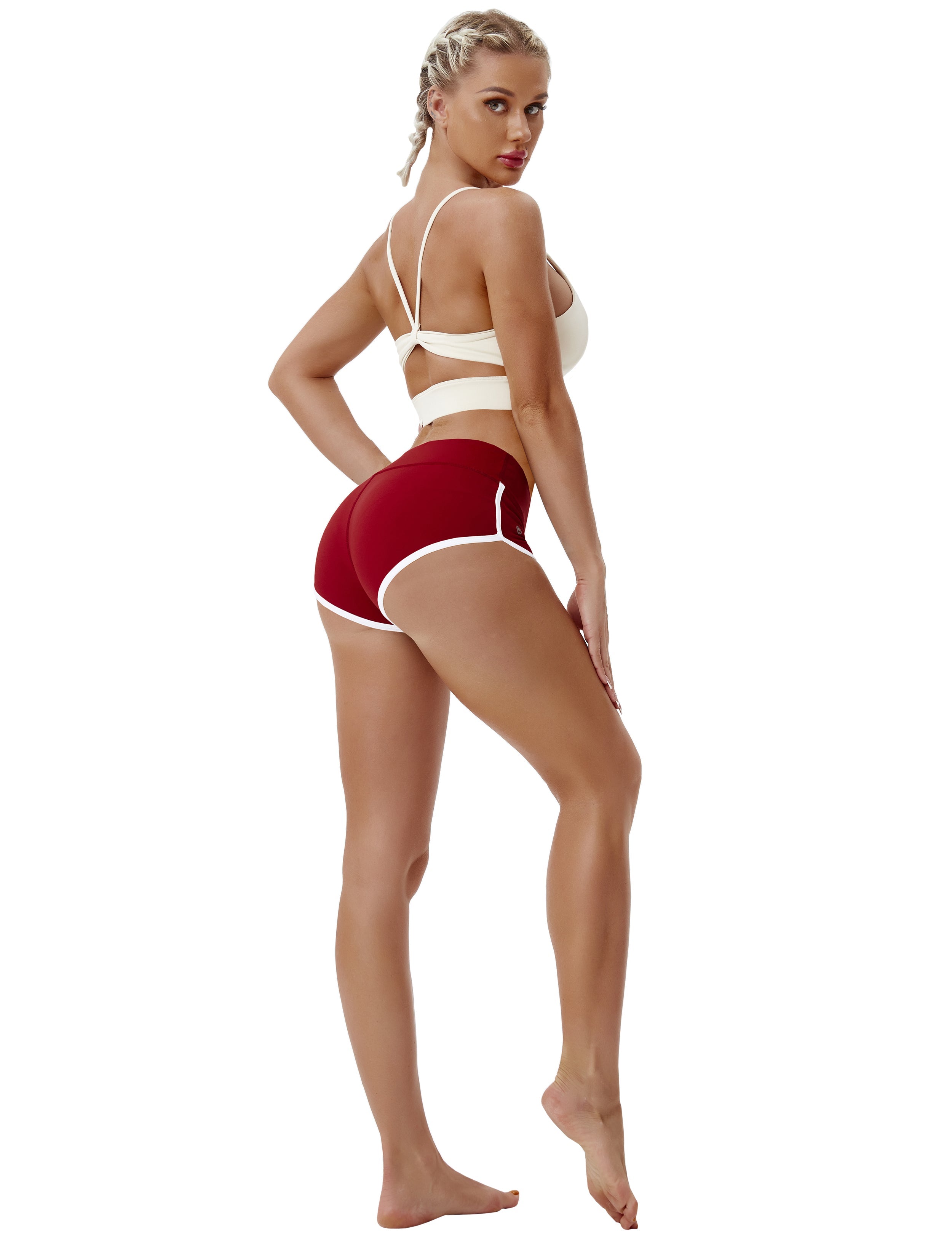 Sexy Booty Gym Shorts cherryred Sleek, soft, smooth and totally comfortable: our newest sexy style is here. Softest-ever fabric High elasticity High density 4-way stretch Fabric doesn't attract lint easily No see-through Moisture-wicking Machine wash 75%Nylon/25%Spandex