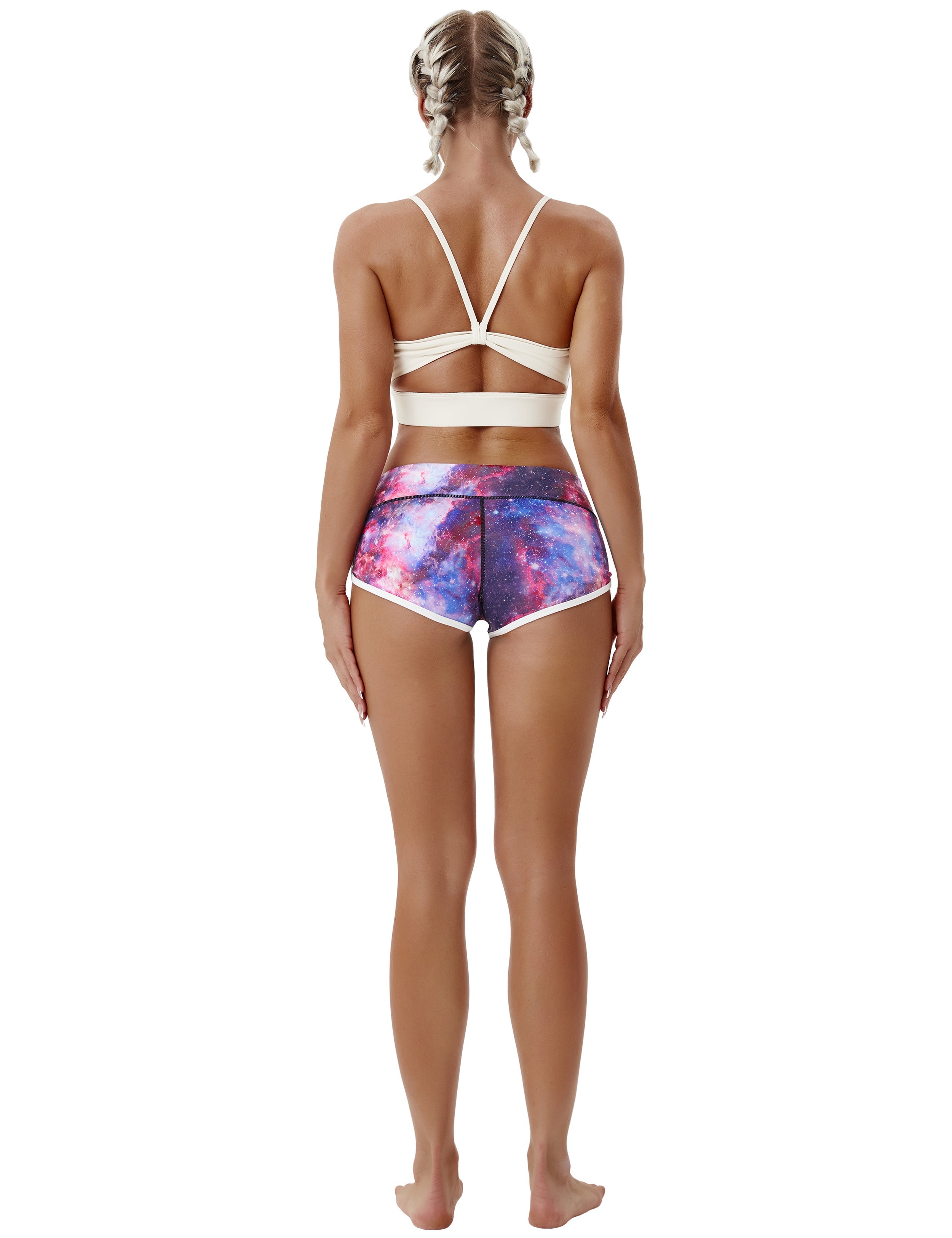 Printed Booty Tall Size Shorts galaxy Sleek, soft, smooth and totally comfortable: our newest sexy style is here. Softest-ever fabric High elasticity High density 4-way stretch Fabric doesn't attract lint easily No see-through Moisture-wicking Machine wash 78% Polyester, 22% Spandex