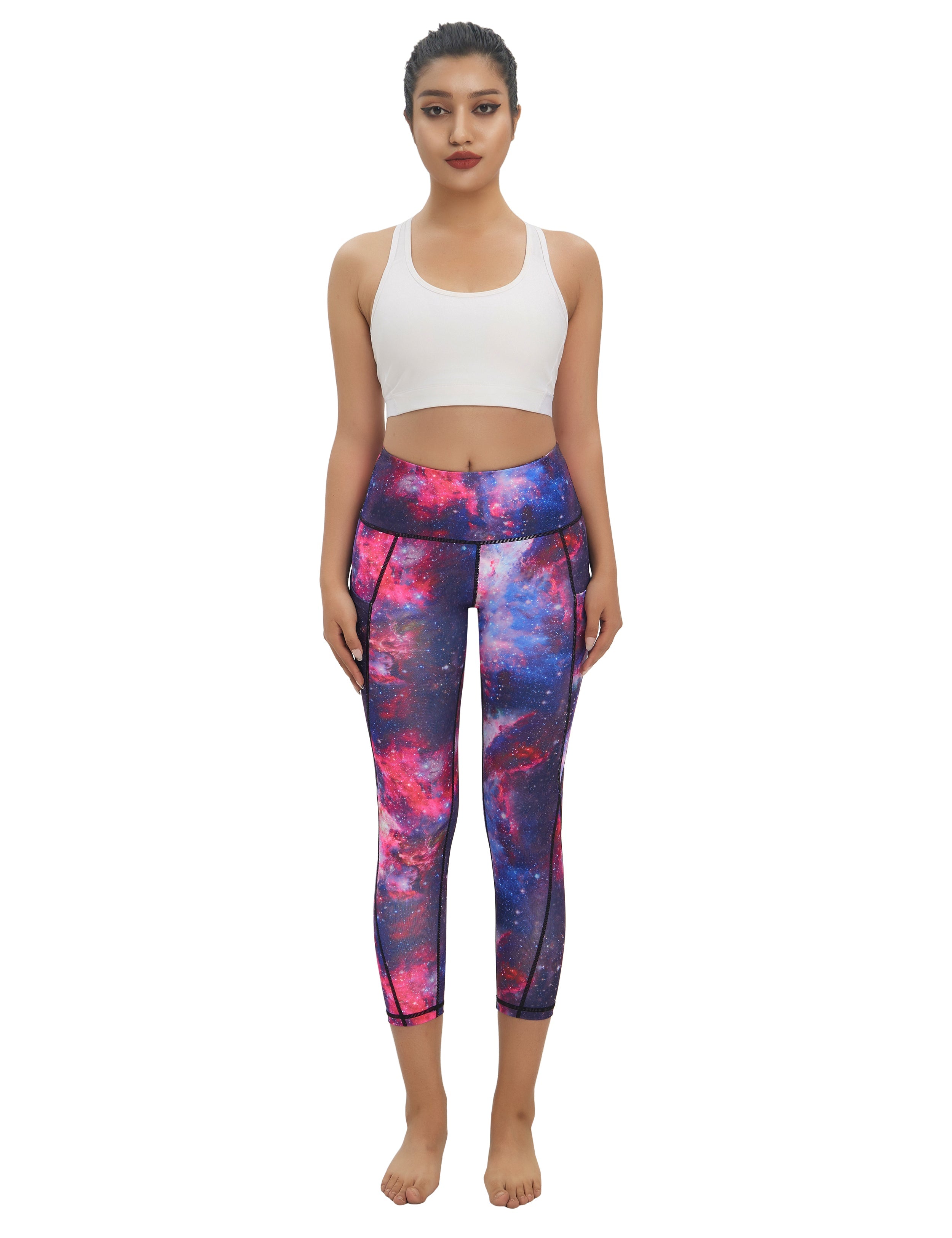 22" Printed Side Pockets Capris galaxy_Pilates