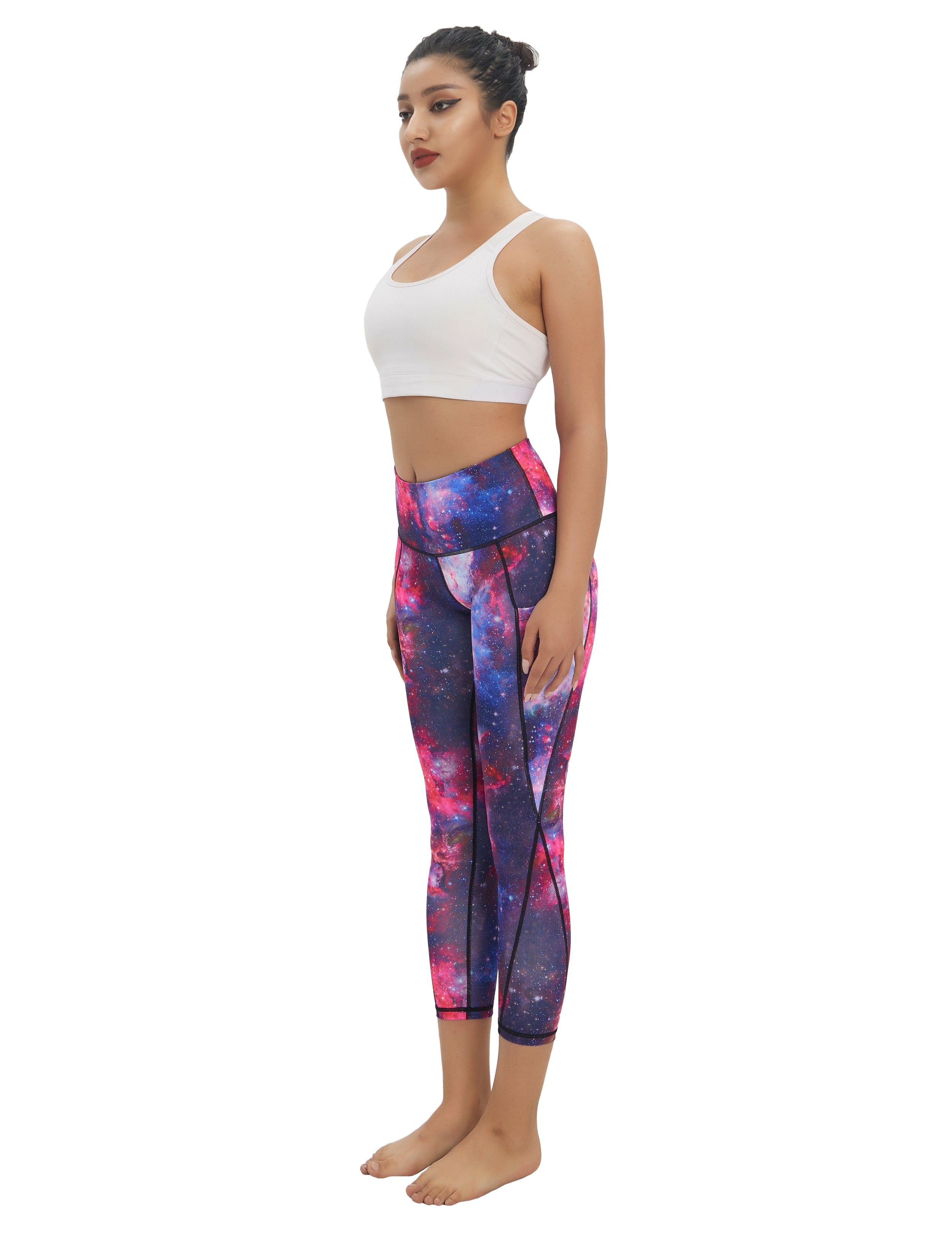 22" Printed Side Pockets Capris galaxy_Pilates