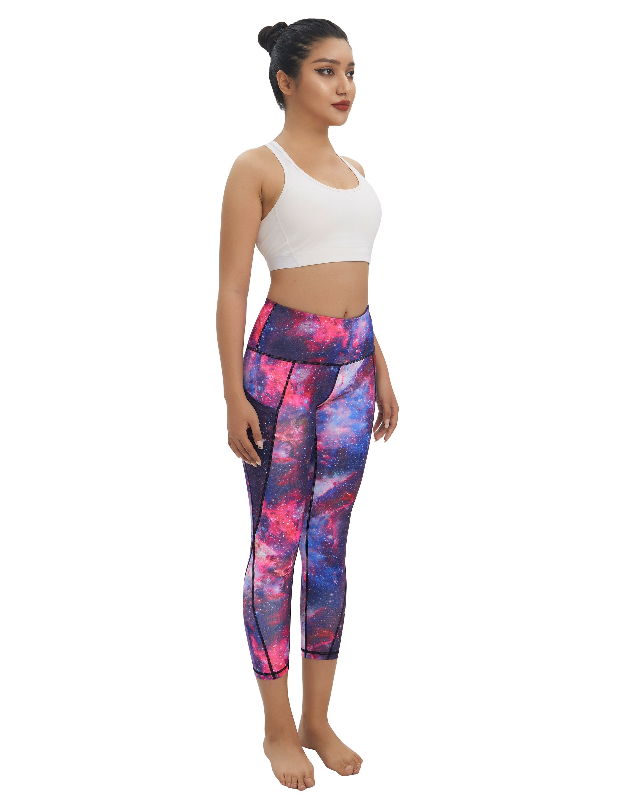 22" Printed Side Pockets Capris galaxy_Pilates