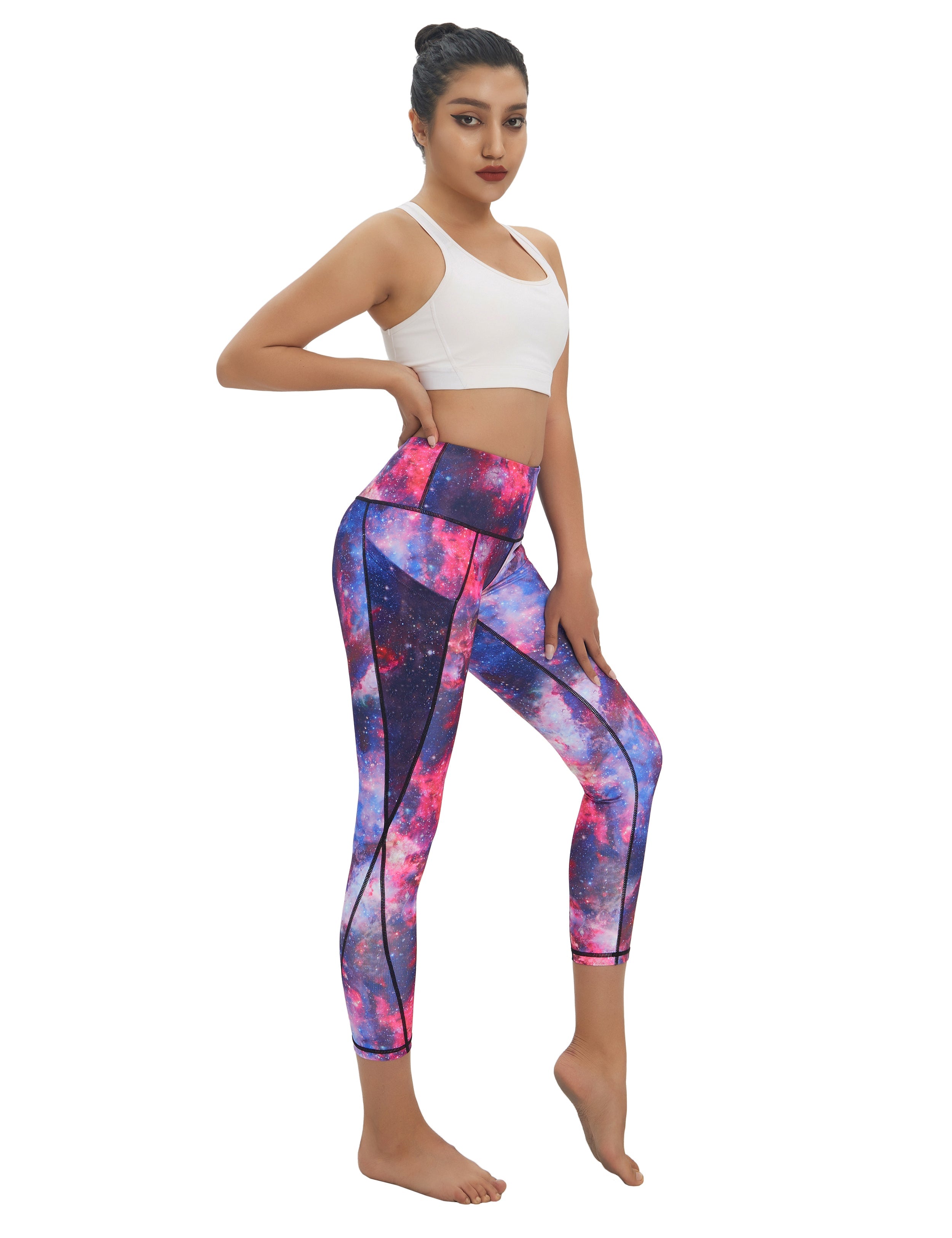 22" Printed Side Pockets Capris galaxy_Pilates