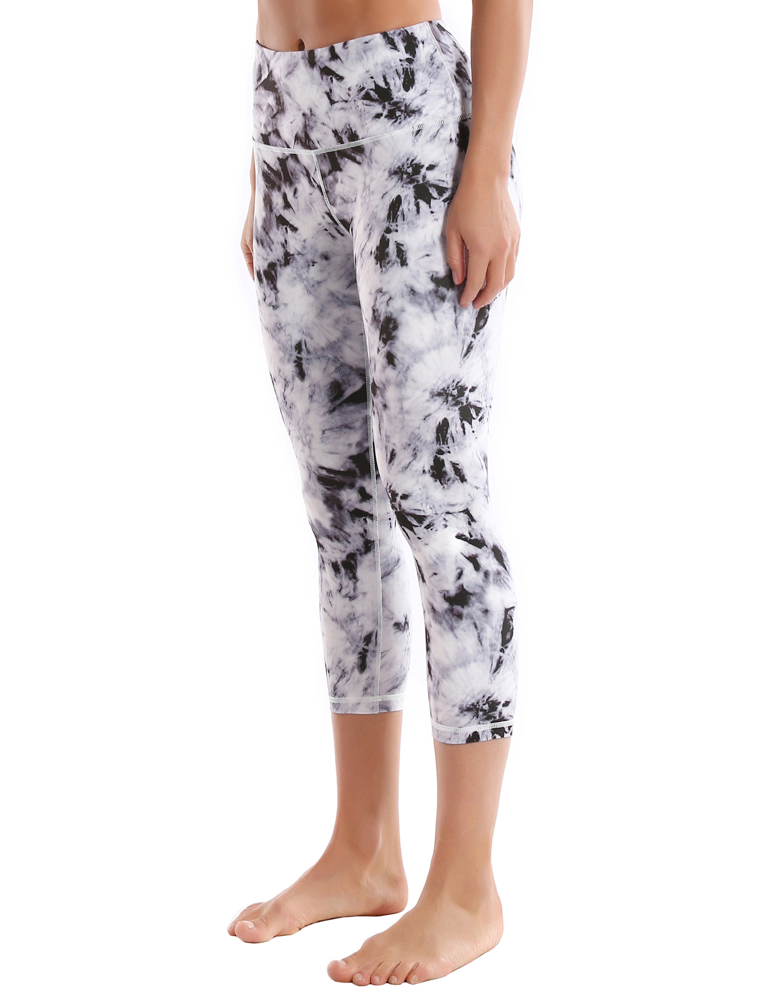 19" High Waist Printed Crop Tight Capris black dandelion_Gym