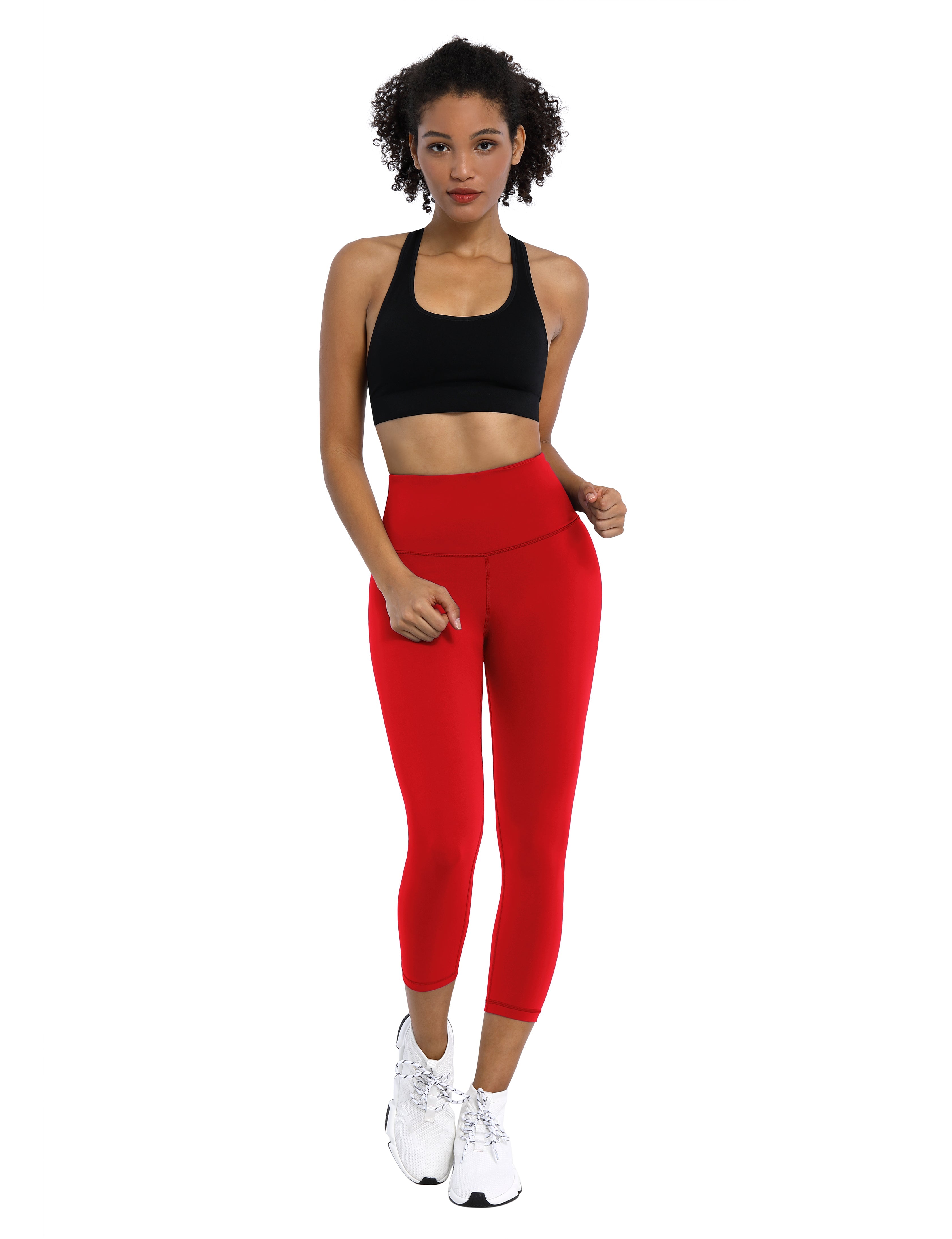19" High Waist Crop Tight Capris scarlet_Gym