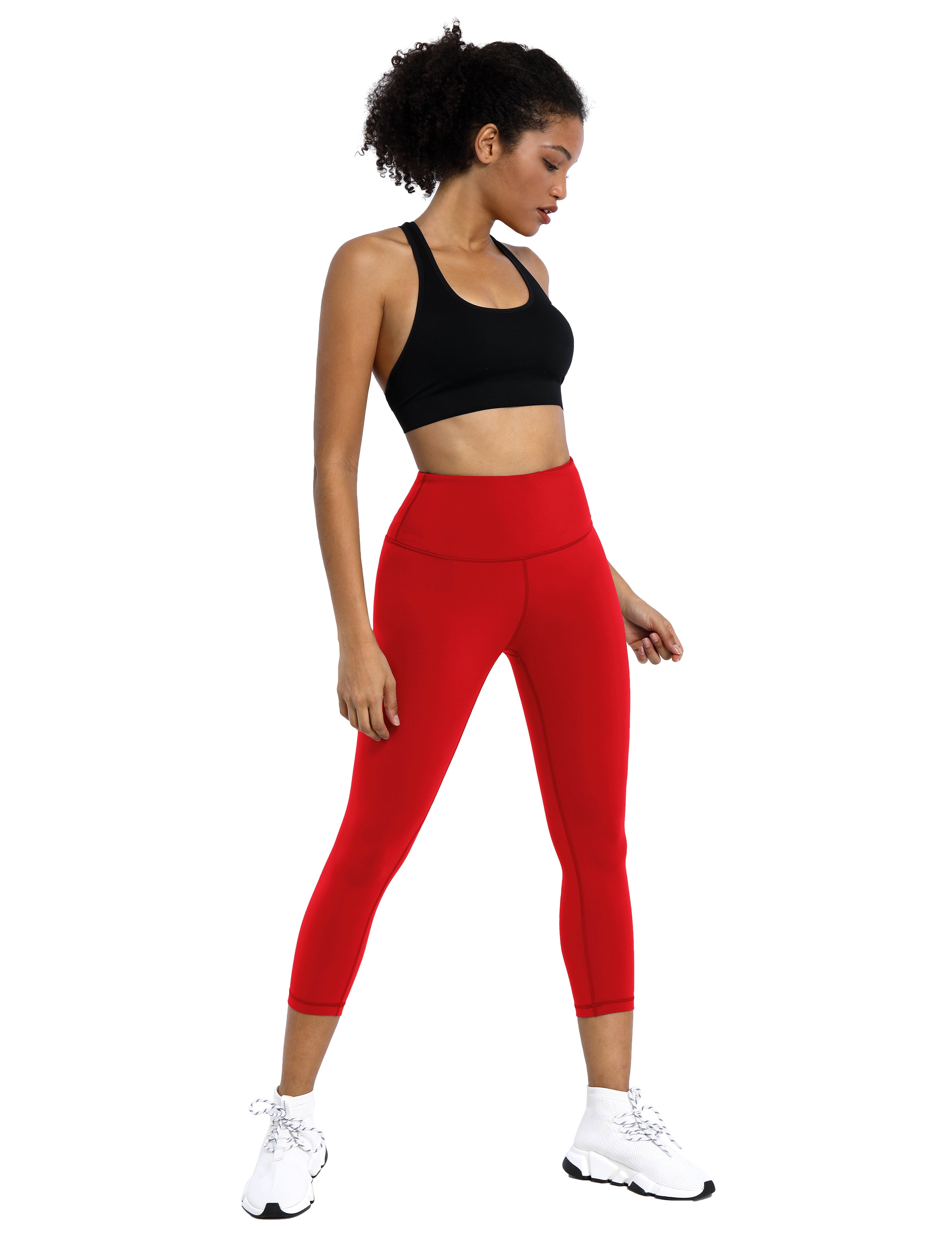 19" High Waist Crop Tight Capris scarlet_Gym