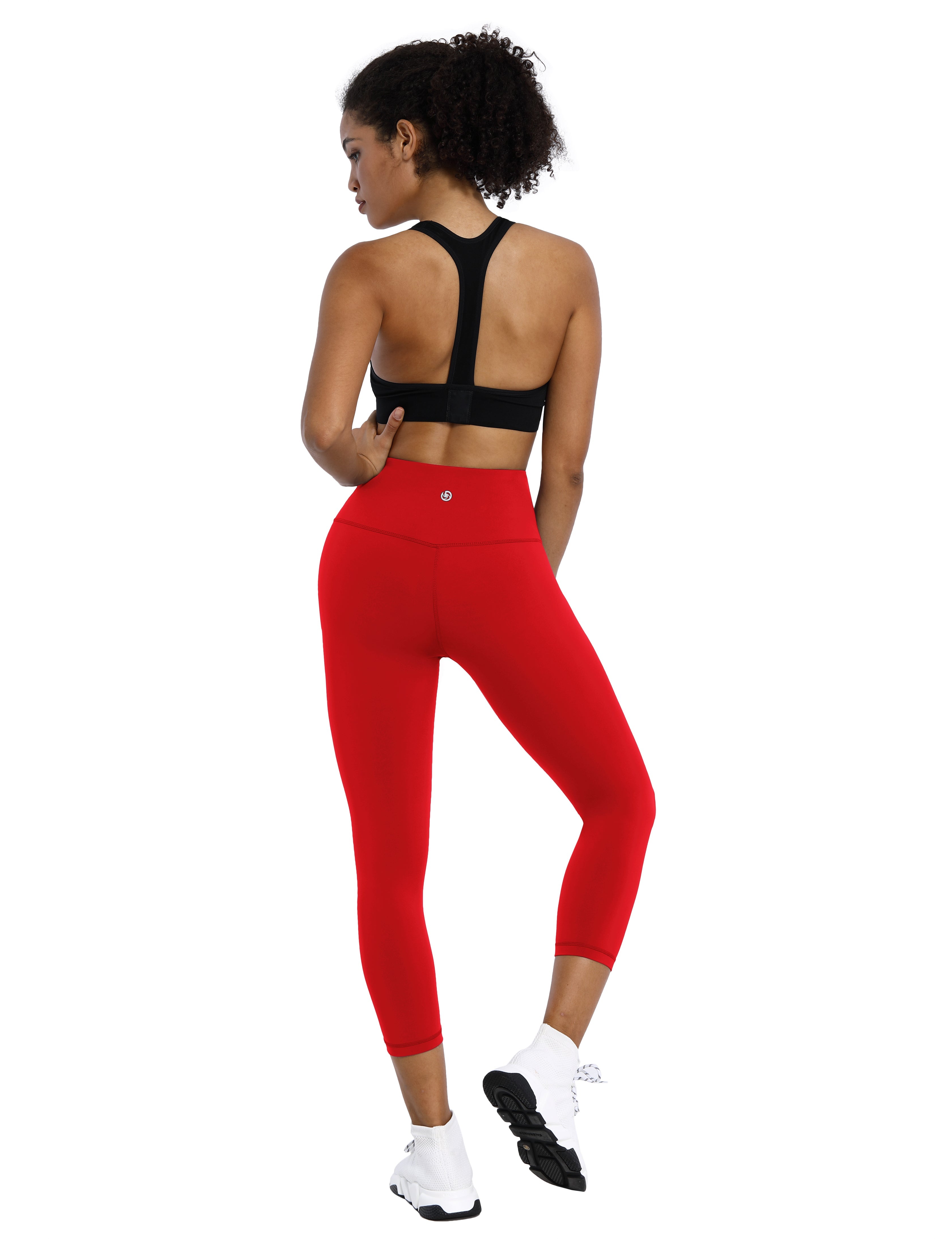 19" High Waist Crop Tight Capris scarlet_Gym